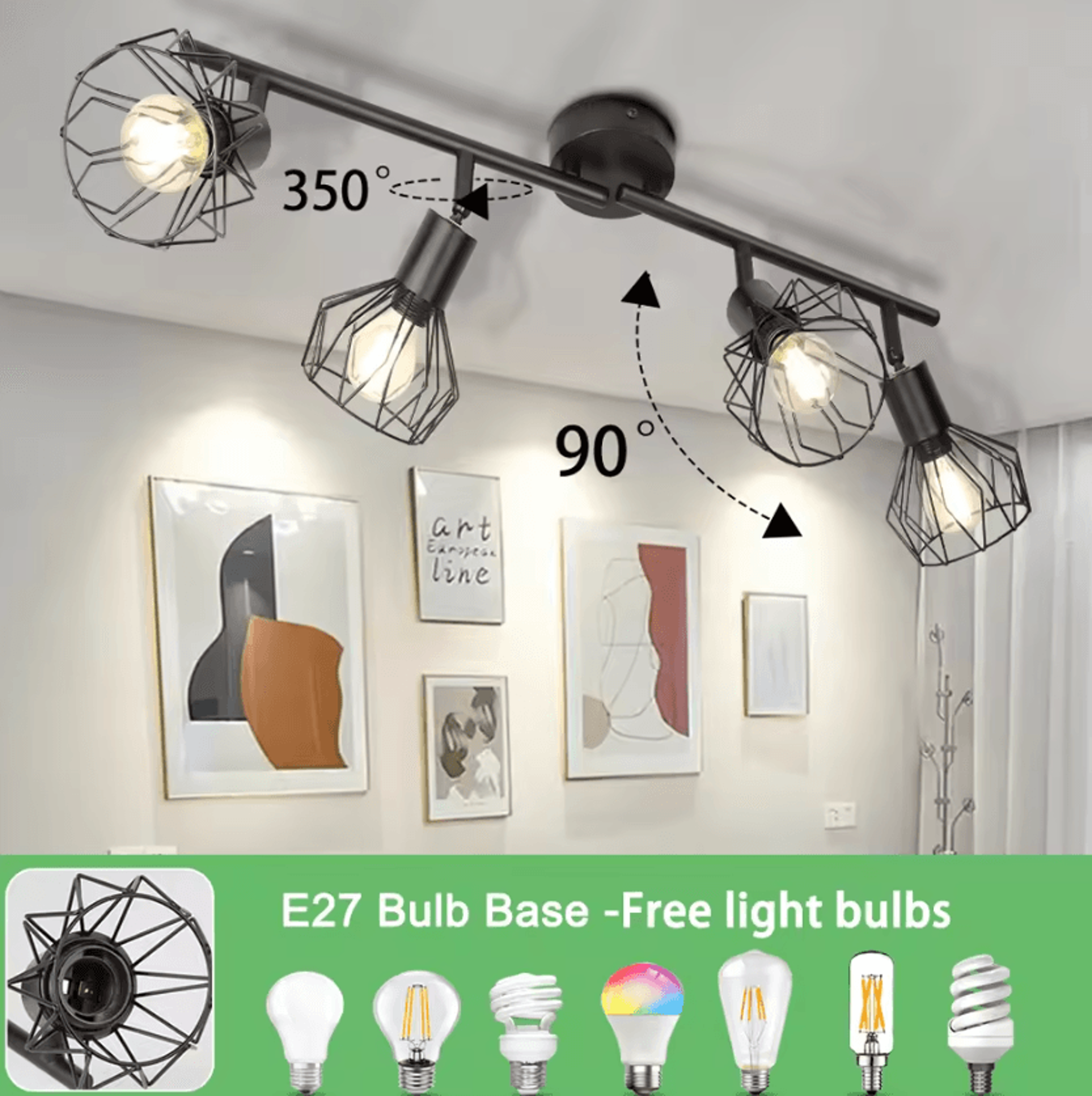 modern metal cage e27 ceiling spotlight pendant lamp with replaceable bulb for living room and dining room