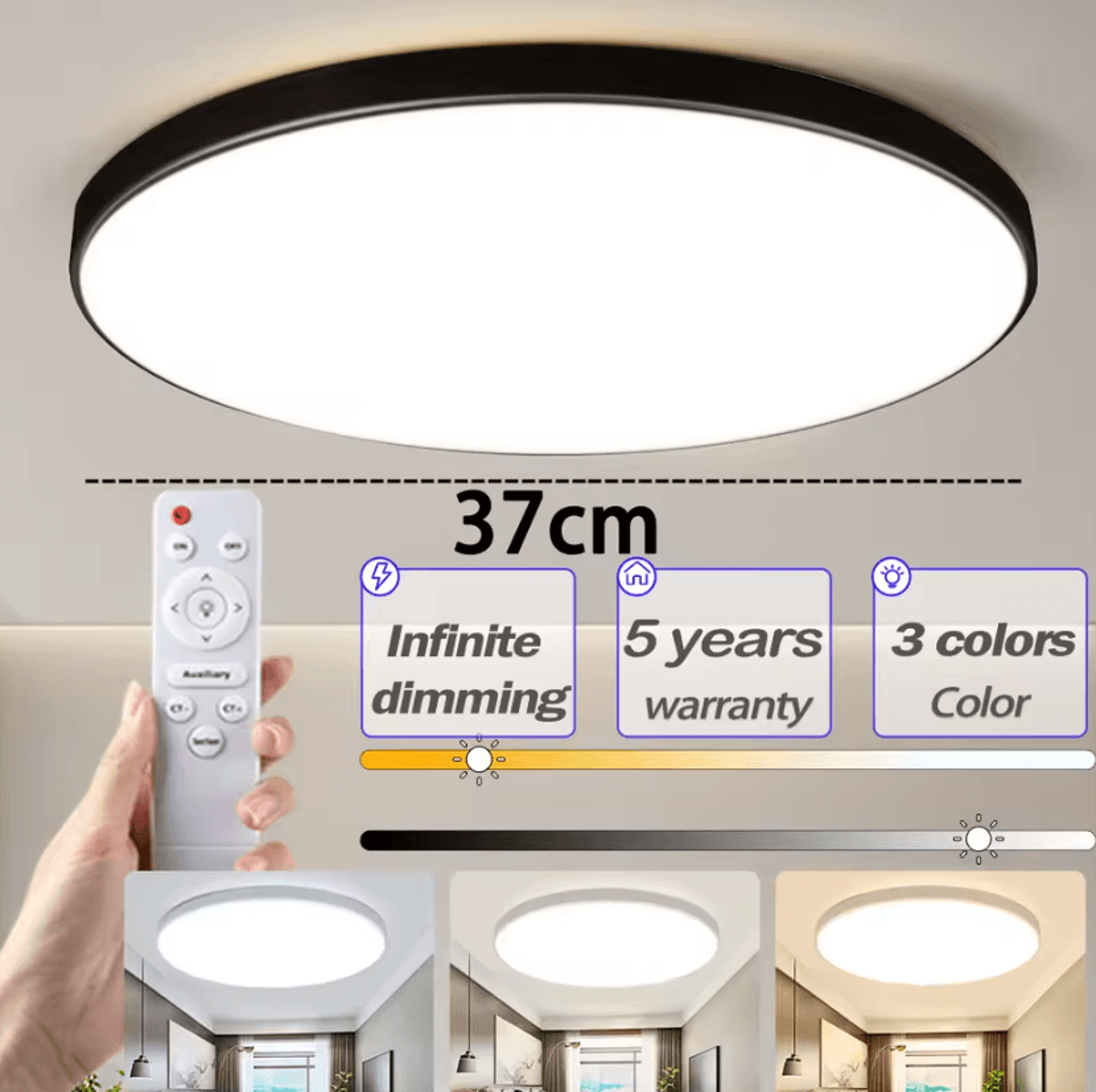 modern 30w 40w led ceiling lamp ac220v dimmable remote control panel light for bedroom and living room