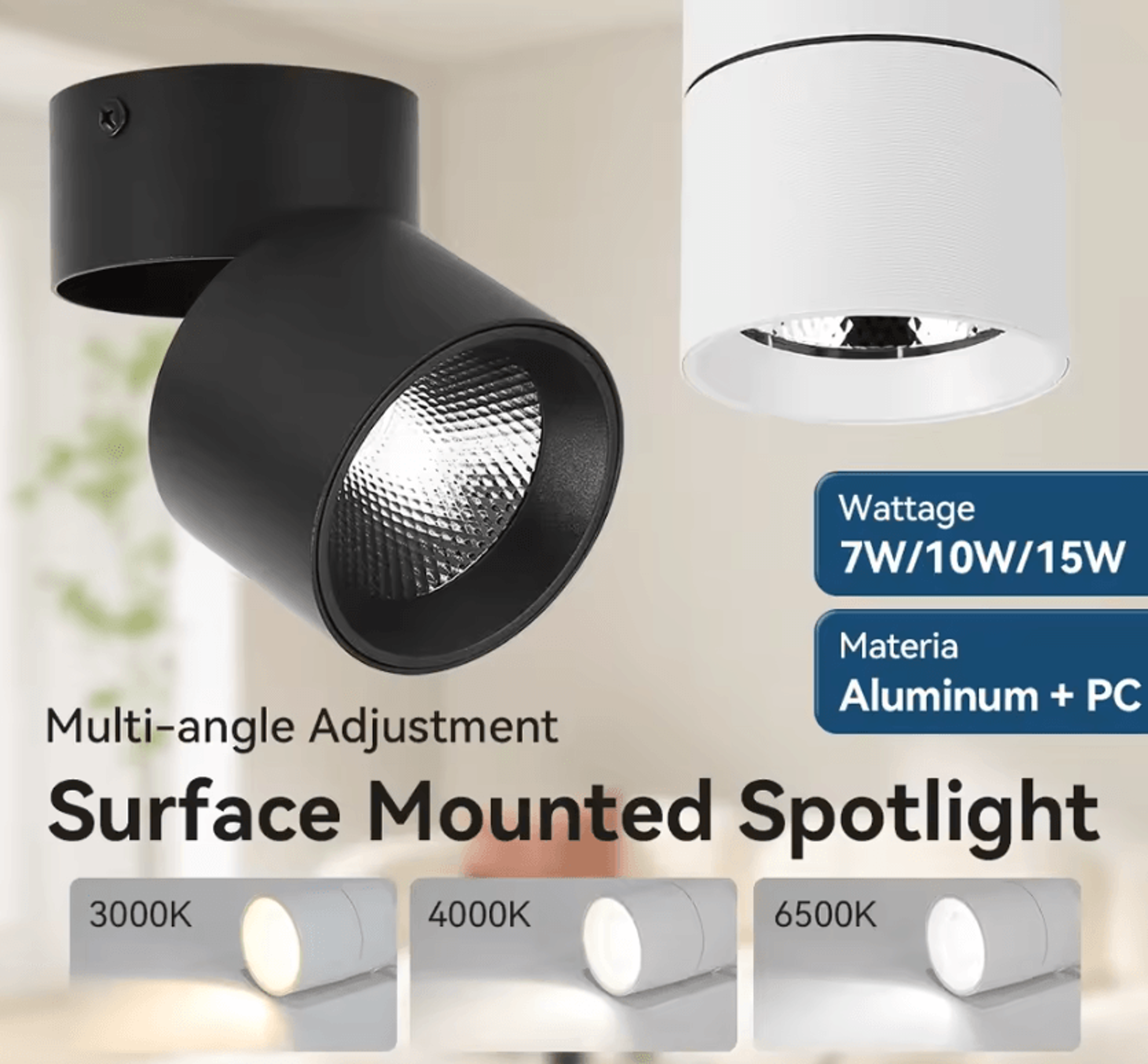 modern 220v led surface mount ceiling downlight spotlight for bedroom living room and indoor lighting