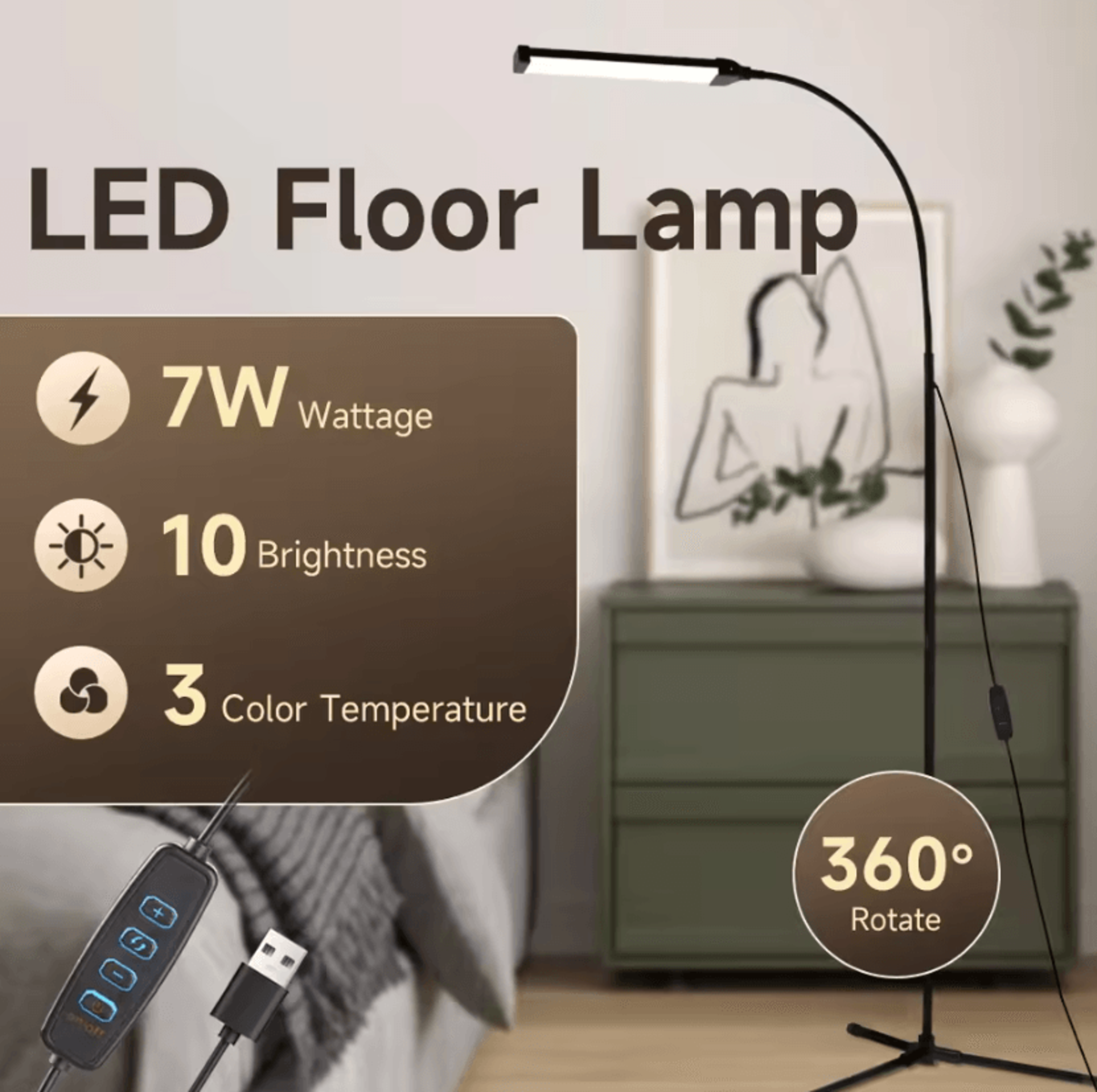 modern dimmable led floor lamp with remote control standing reading light for bedroom study and office