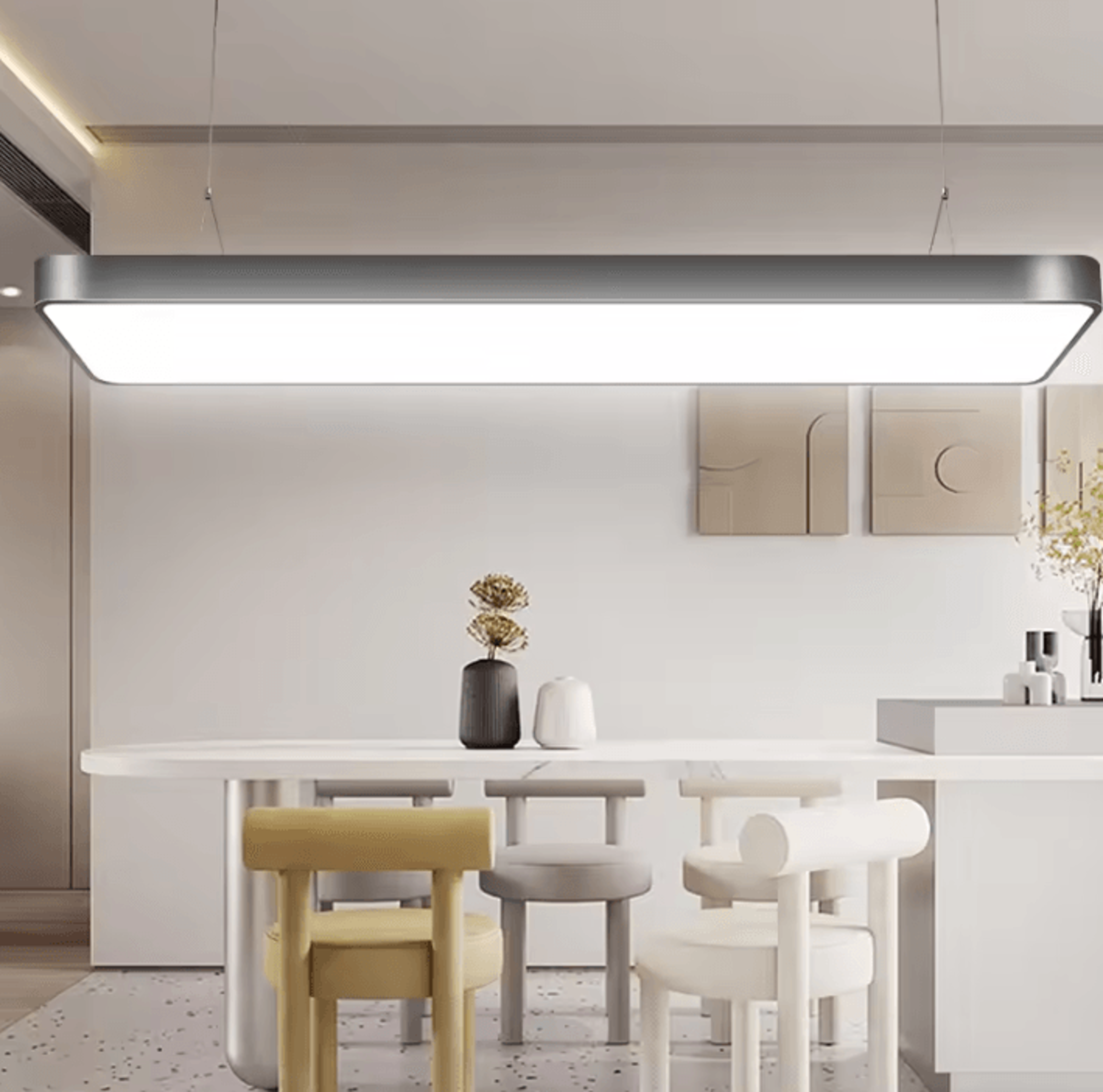modern 120cm led pendant bar light 185-265v linear hanging chandelier for dining room office and store