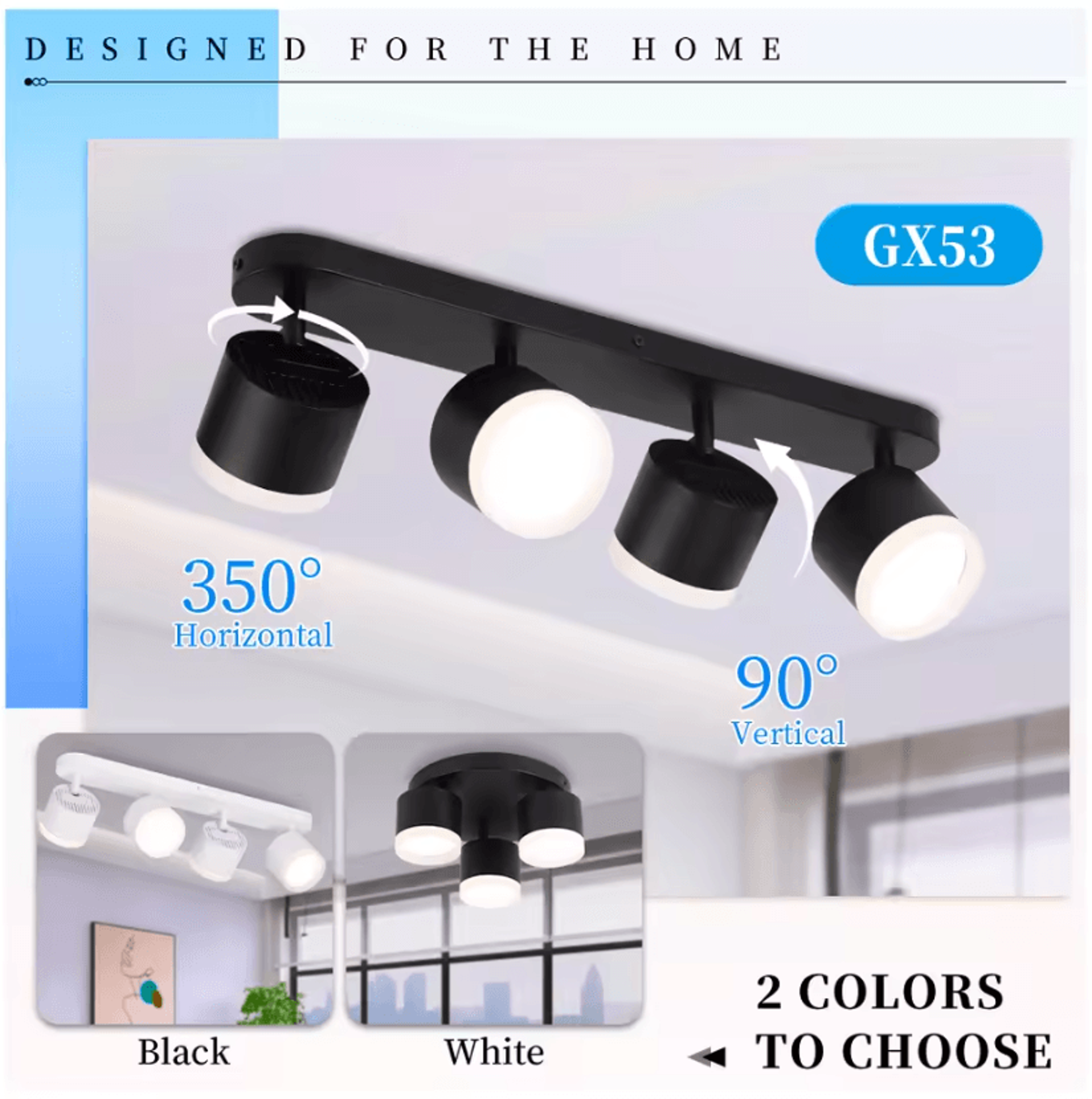 modern gx53 led ceiling spotlight 85-265v replaceable bulb lamp for living room bedroom and kitchen