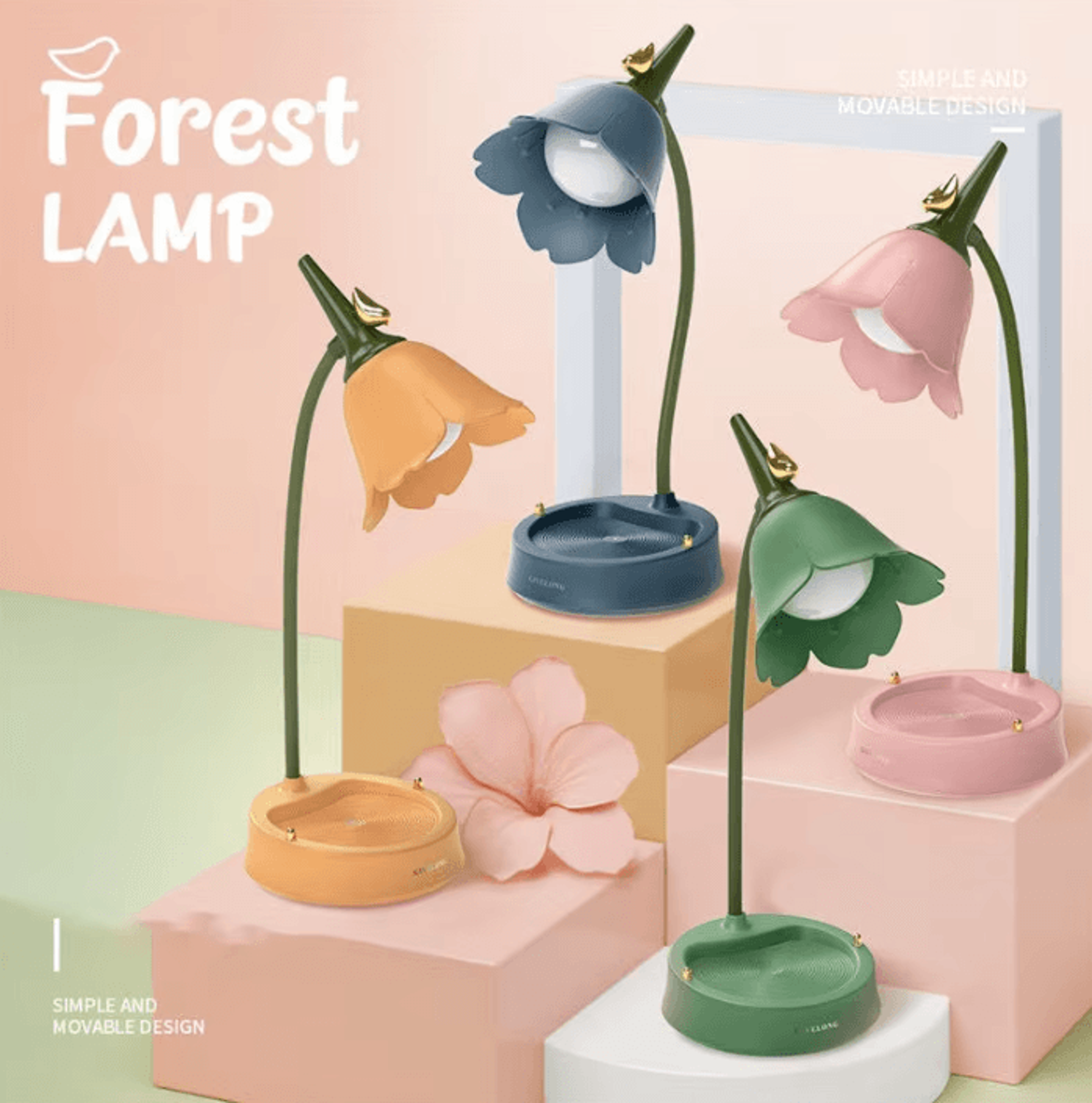 flower led desk lamp touch control reading light for bedroom study and student desk