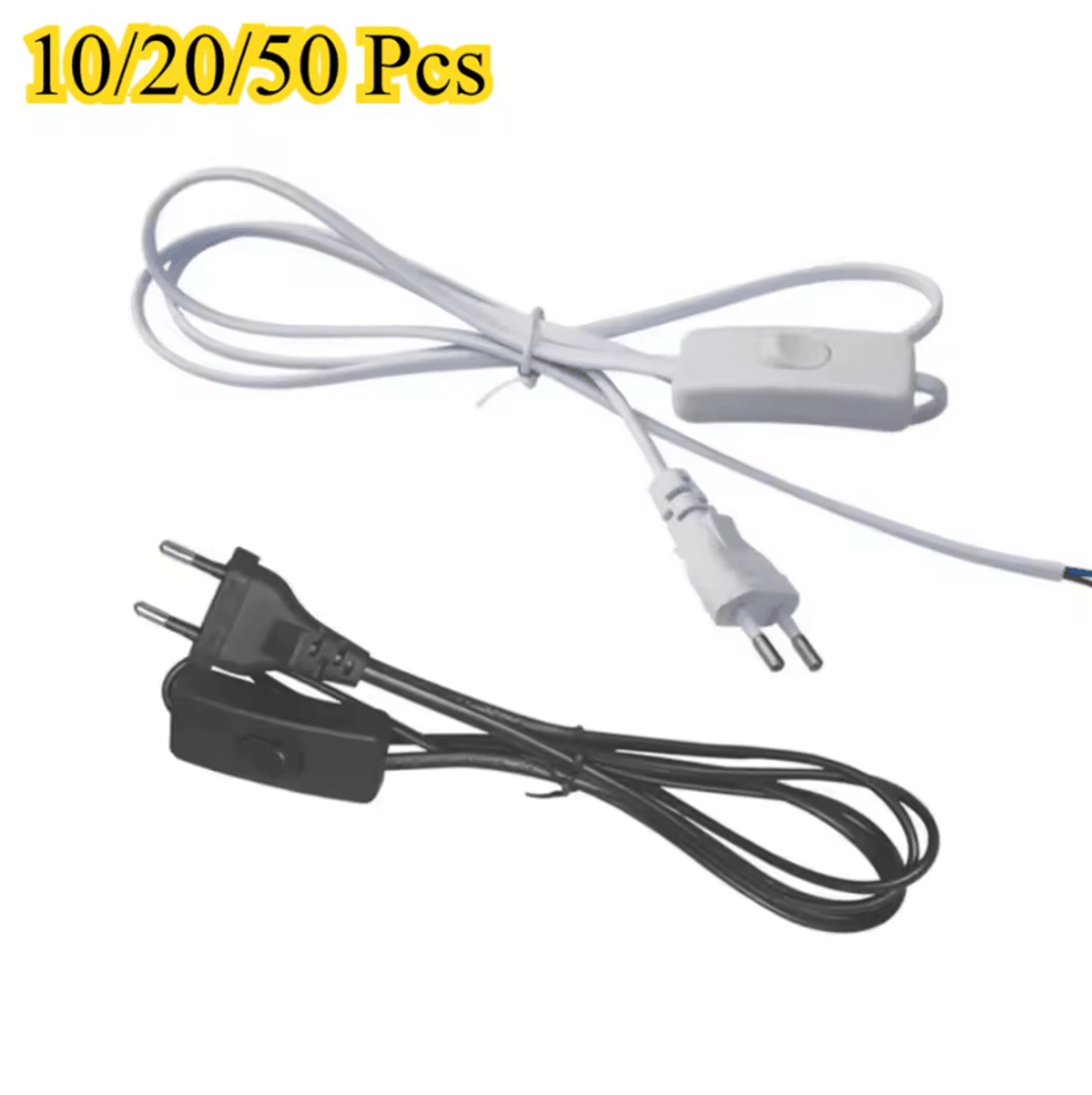 eu plug led tube power cord with on off switch 10/20/50pcs extension cable for desk lamps and light fixtures