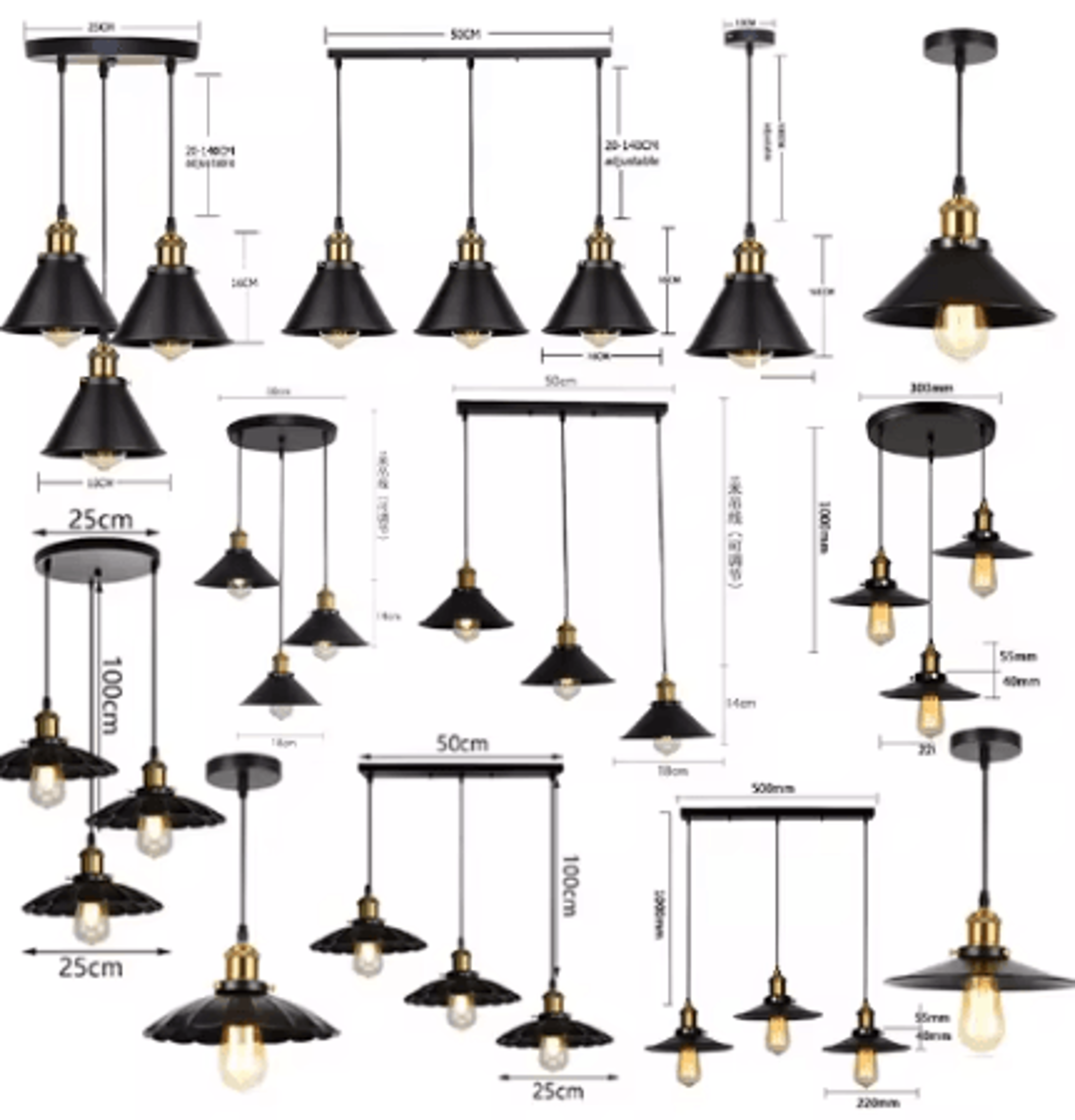 vintage loft e27 pendant light retro industrial edison hanging chandelier for living room