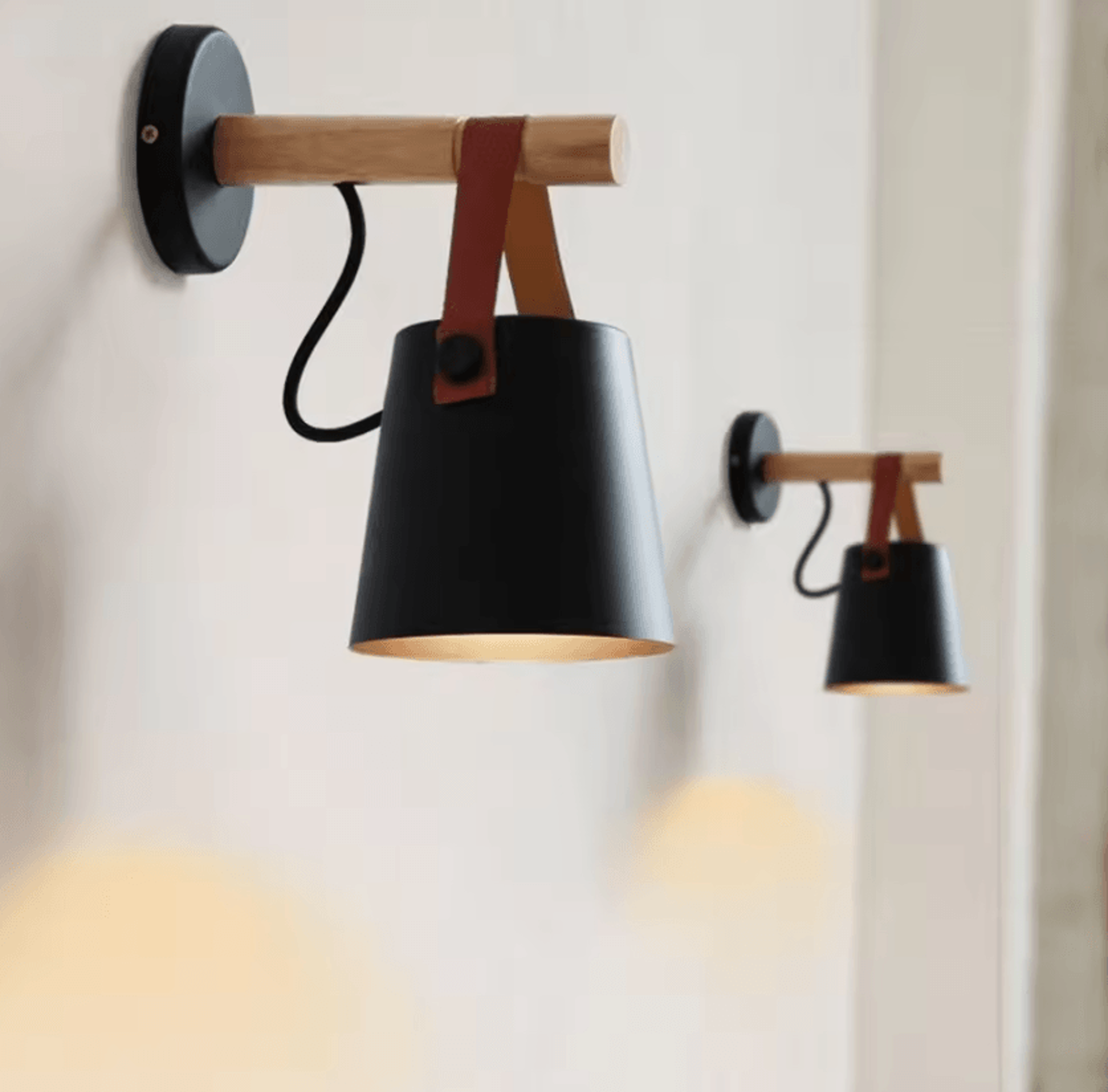 nordic wooden e27 wall sconce modern bedside wall lamp with wire for bedroom and living room