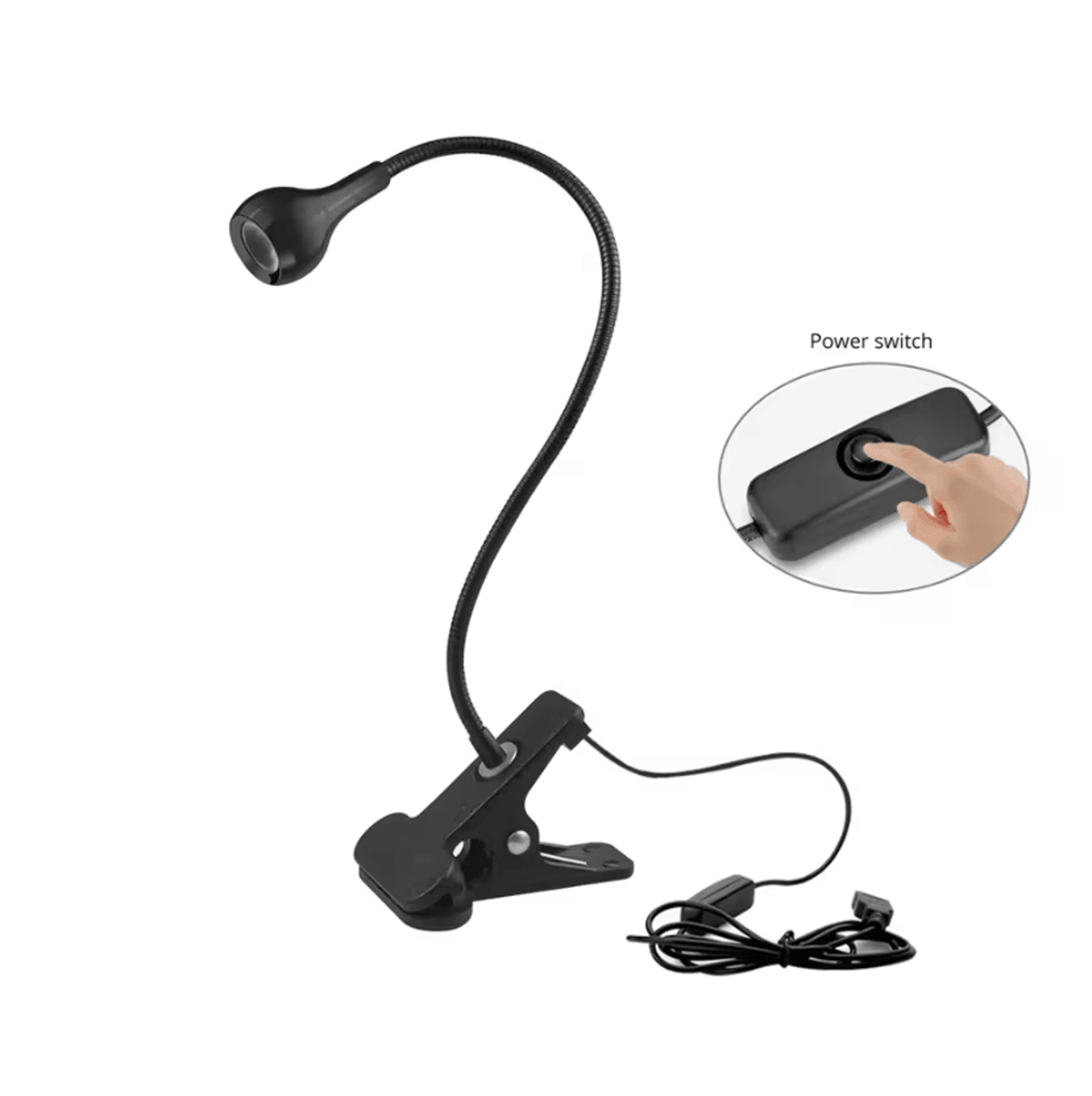 usb led clip-on desk lamp 360° flexible gooseneck reading light with clamp for study and bedside lighting