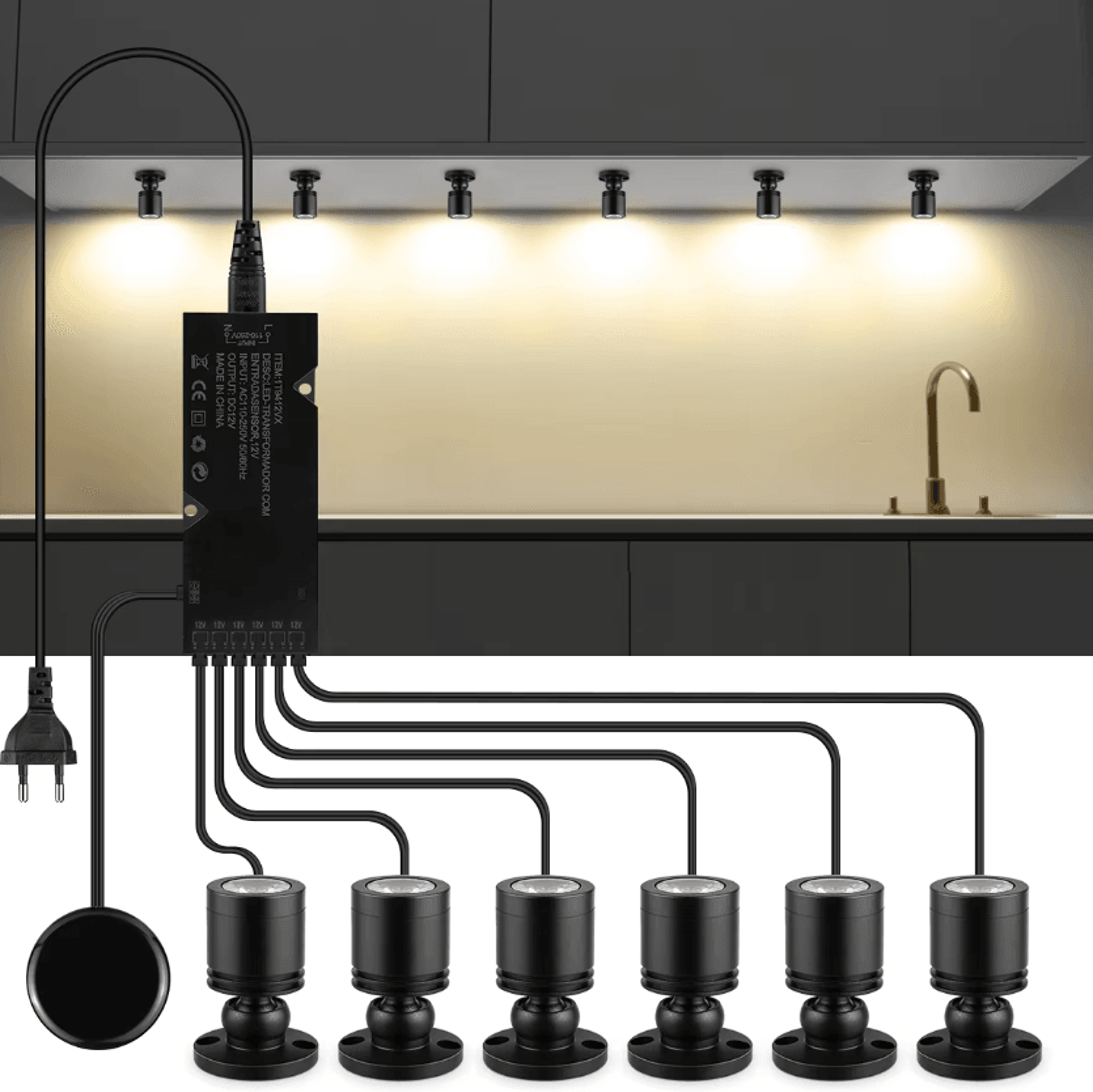 12v led cabinet display spotlight 3w touch dimmer light with 20mm wood glass sensing for showcase lighting