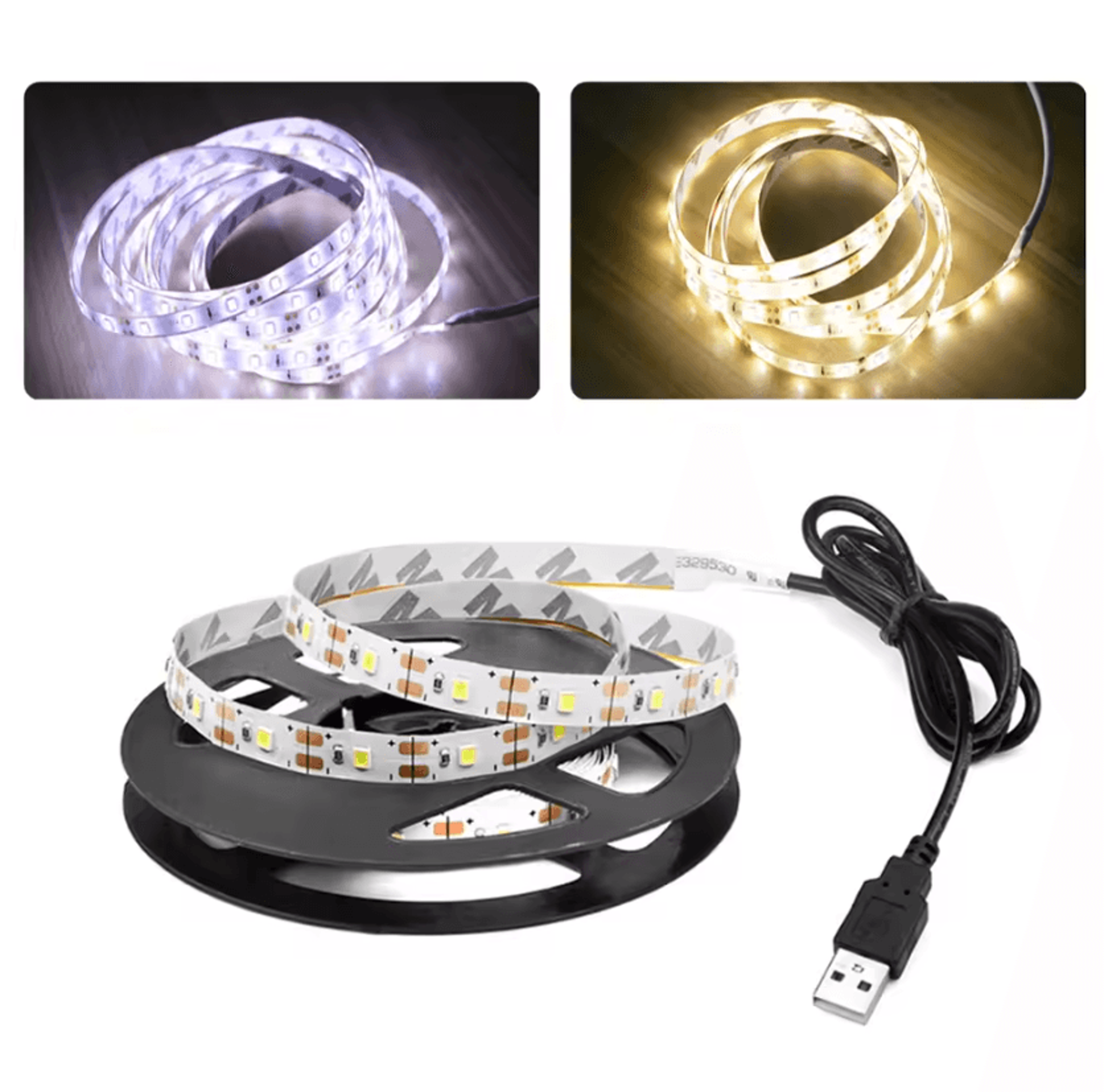 5v usb led strip light smd2835 warm white flexible tape for tv mirror kitchen and home decoration