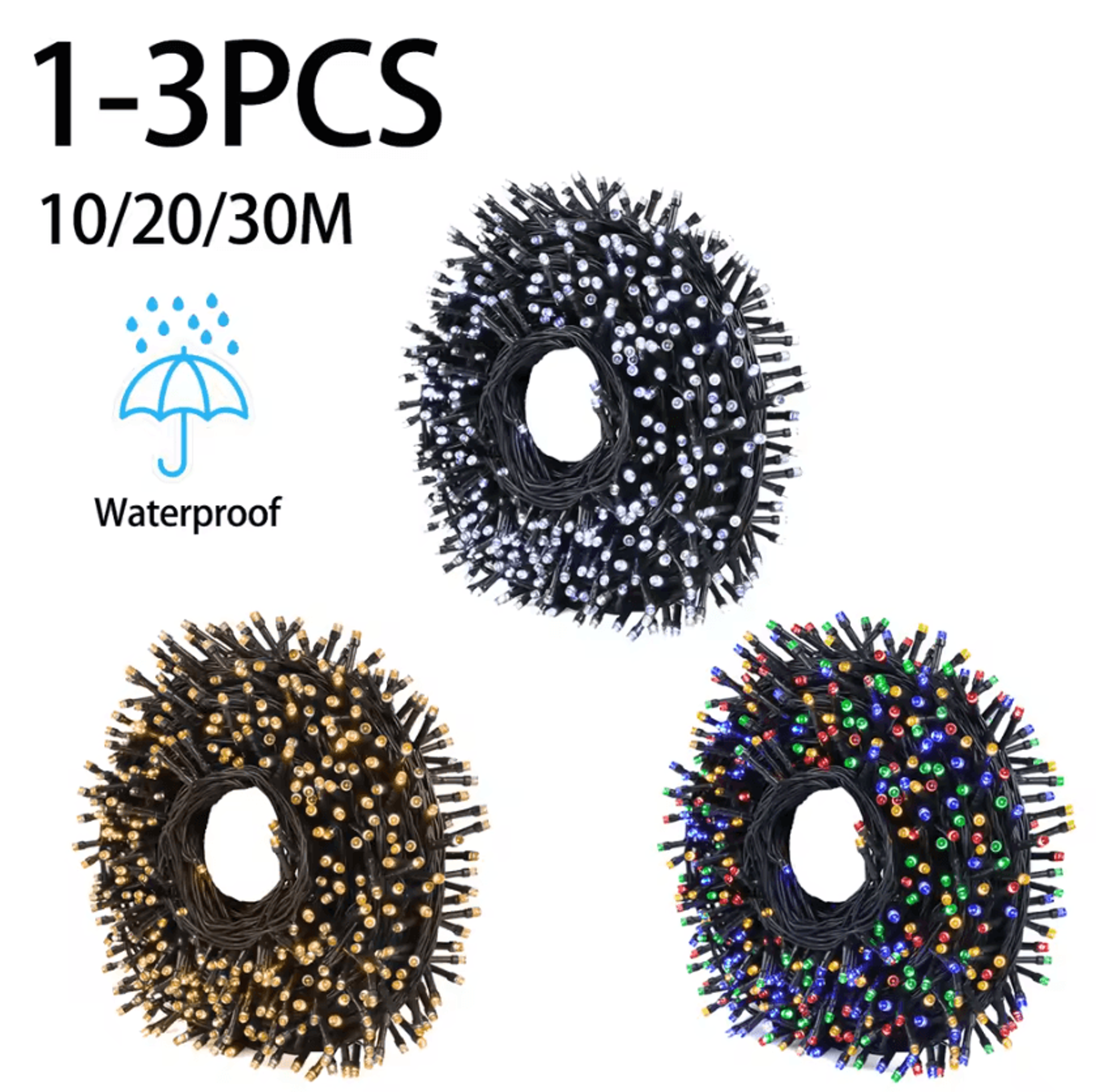 waterproof outdoor led fairy string lights 10m 20m 30m festoon garland for christmas tree garden and party decoration