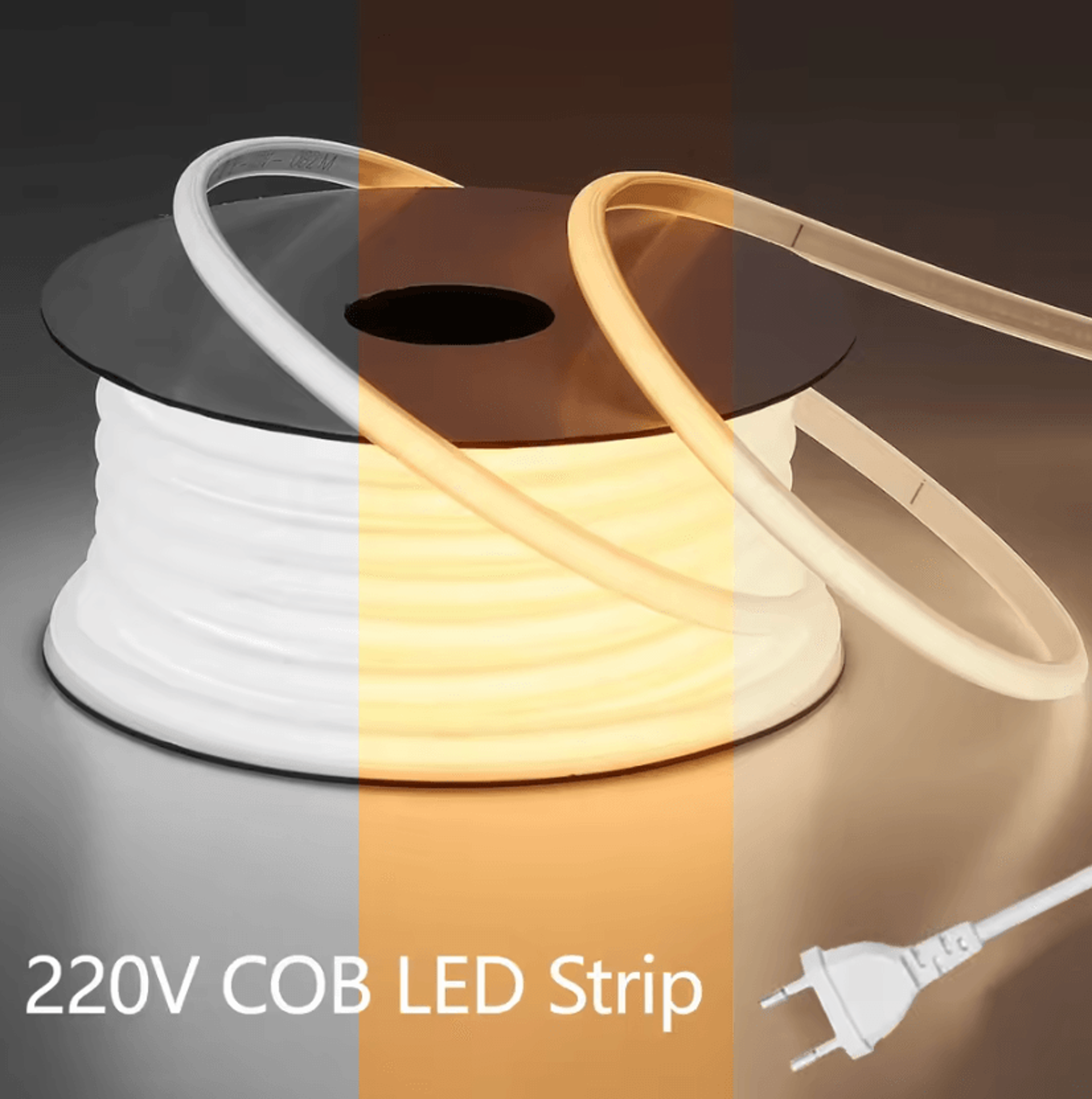super bright 220v cob led strip light 1m-35m waterproof silicone tube 288leds/m ra90 for outdoor yard and pathway lighti
