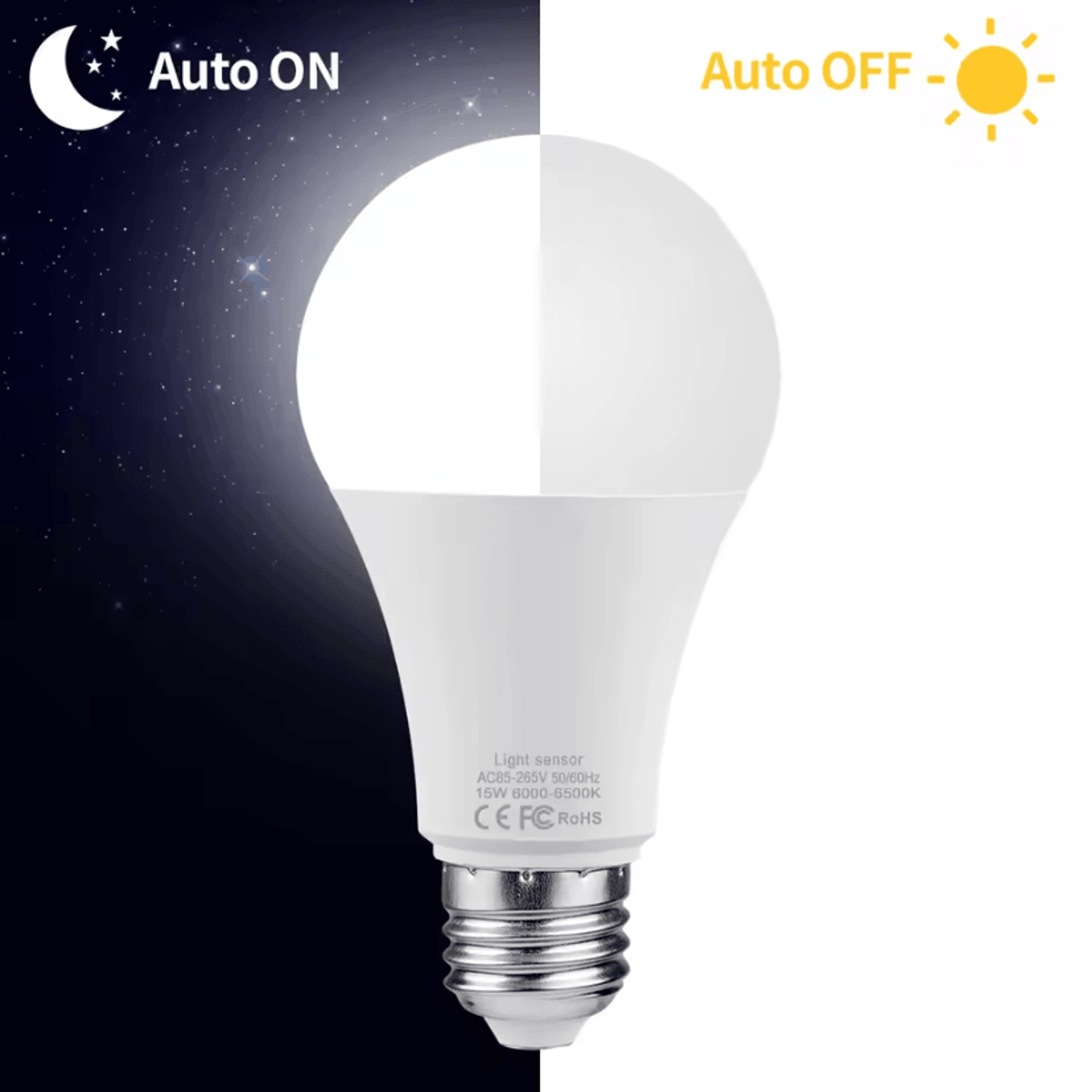 15w e27 led dusk to dawn sensor light bulb ac110v 220v automatic day night lamp for garden porch and patio