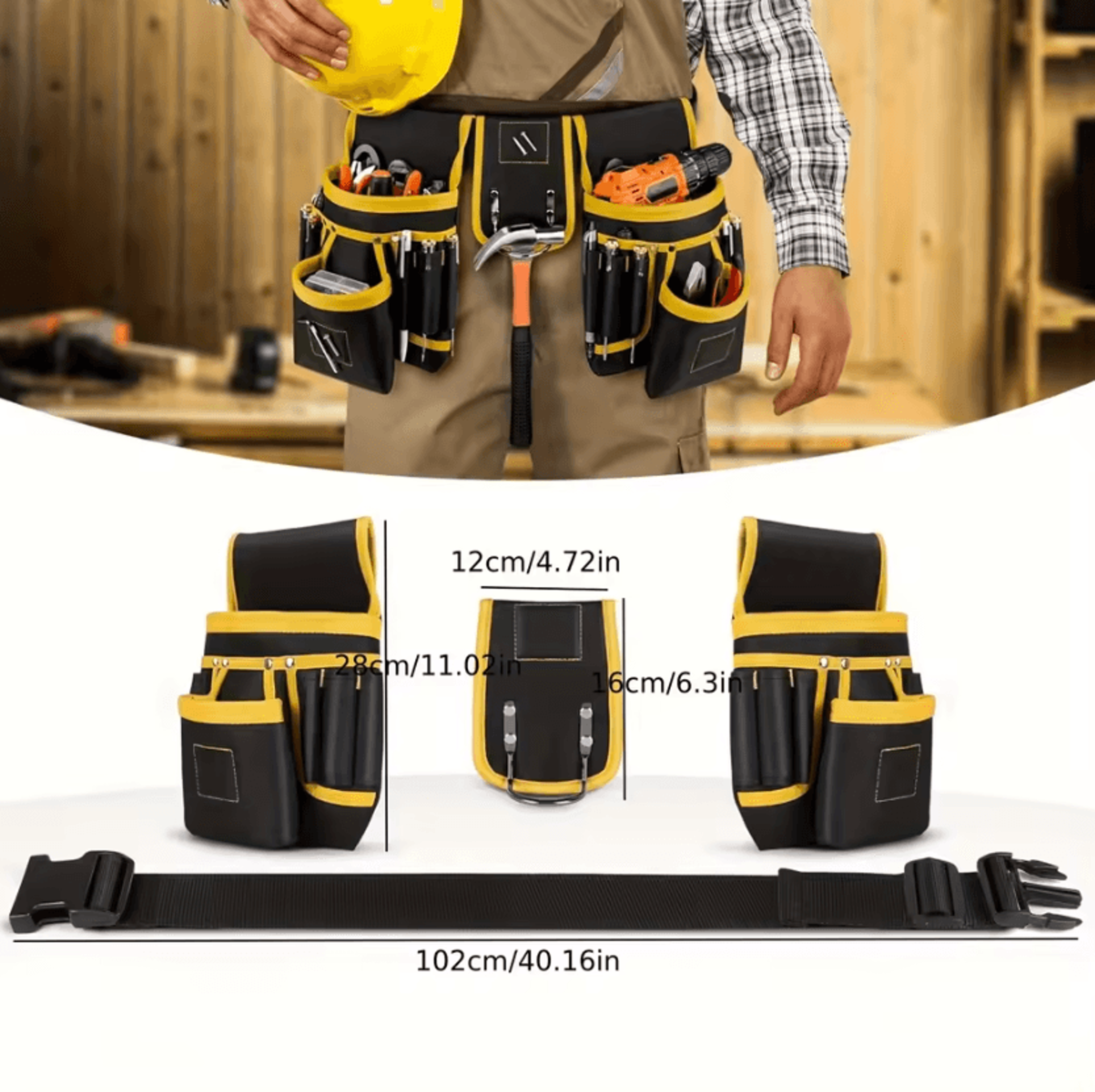 26 pocket magnetic tool pouch with adjustable detachable belt for electricians carpenters and construction workers