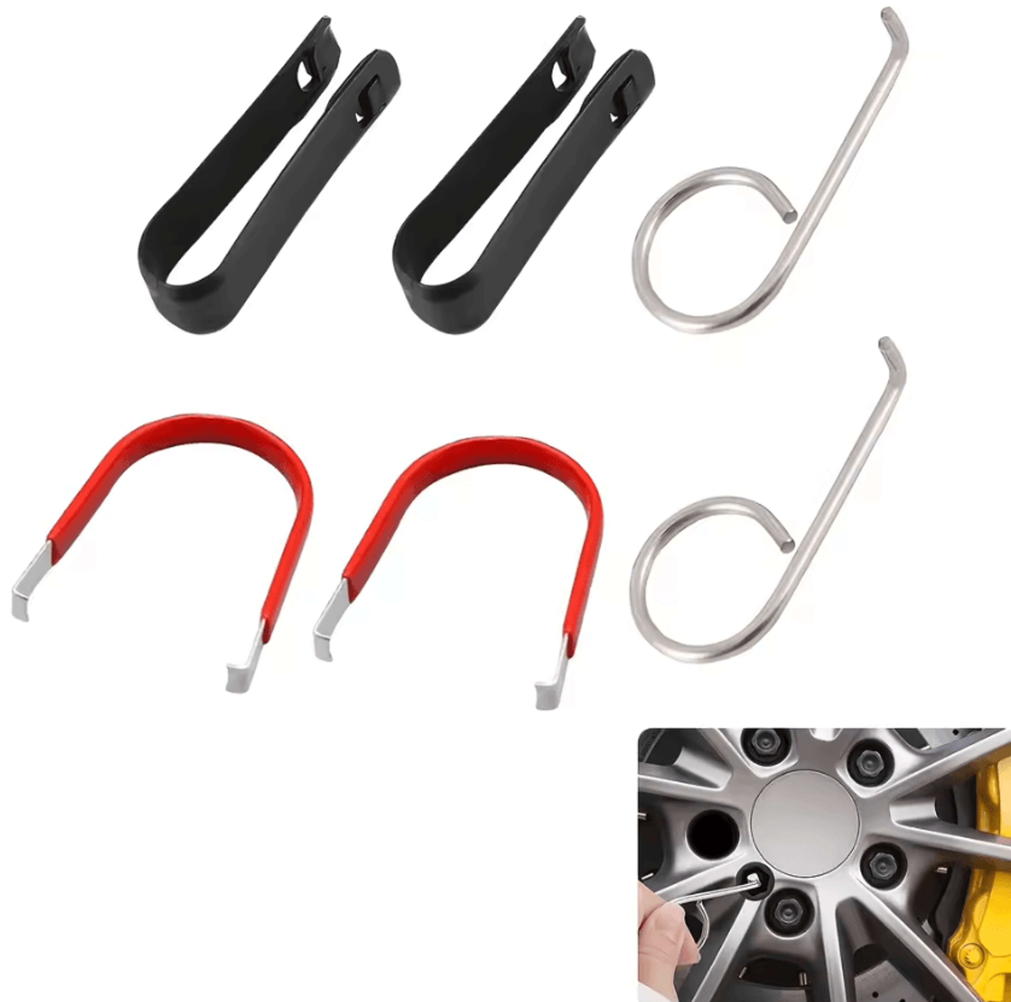 6pcs universal wheel bolt cap removal tool set lug nut cover puller hooks for car wheel hub maintenance