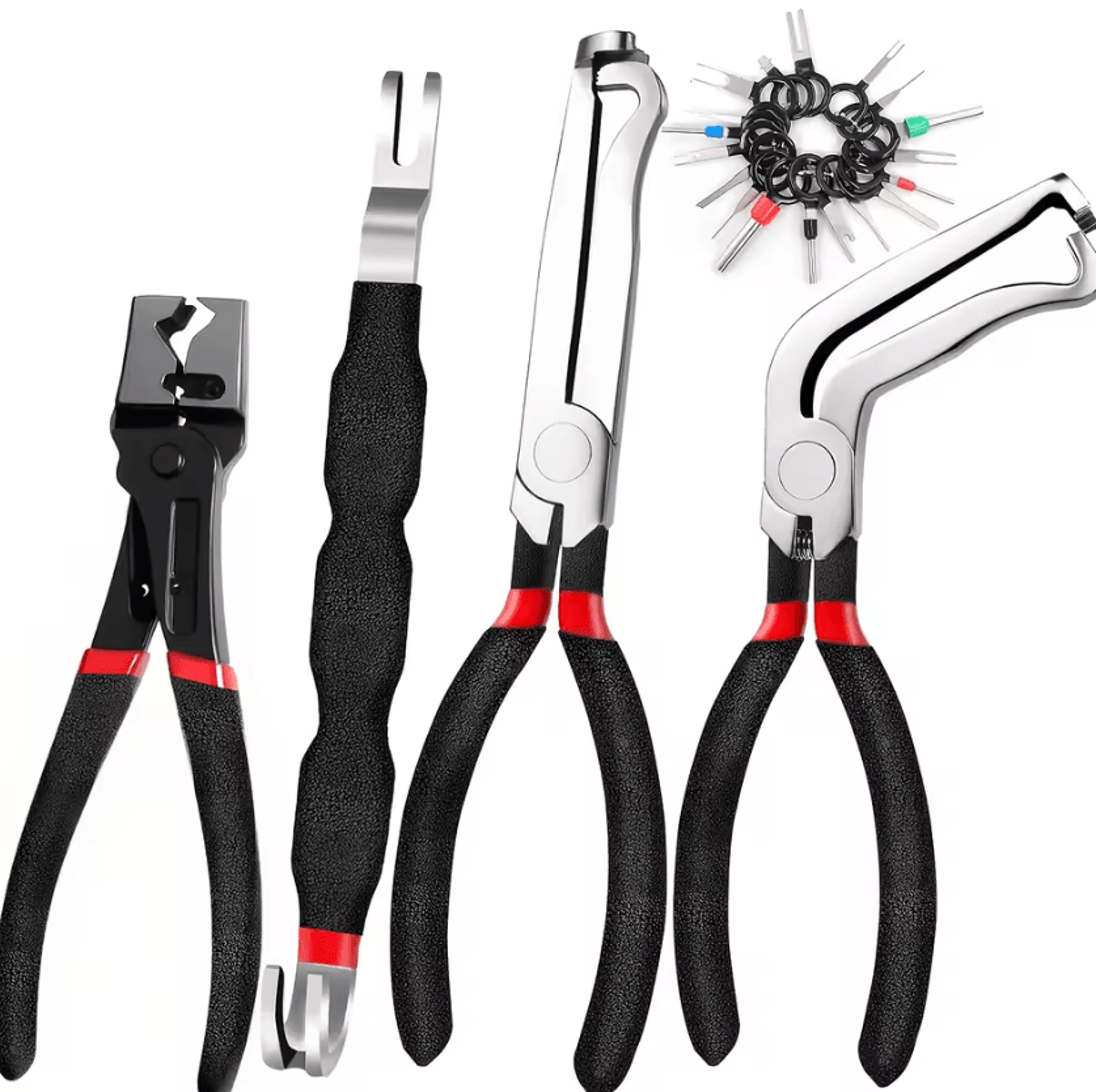 5pcs electrical disconnect pliers and terminal removal tool kit for automotive wiring and hose clamp maintenance