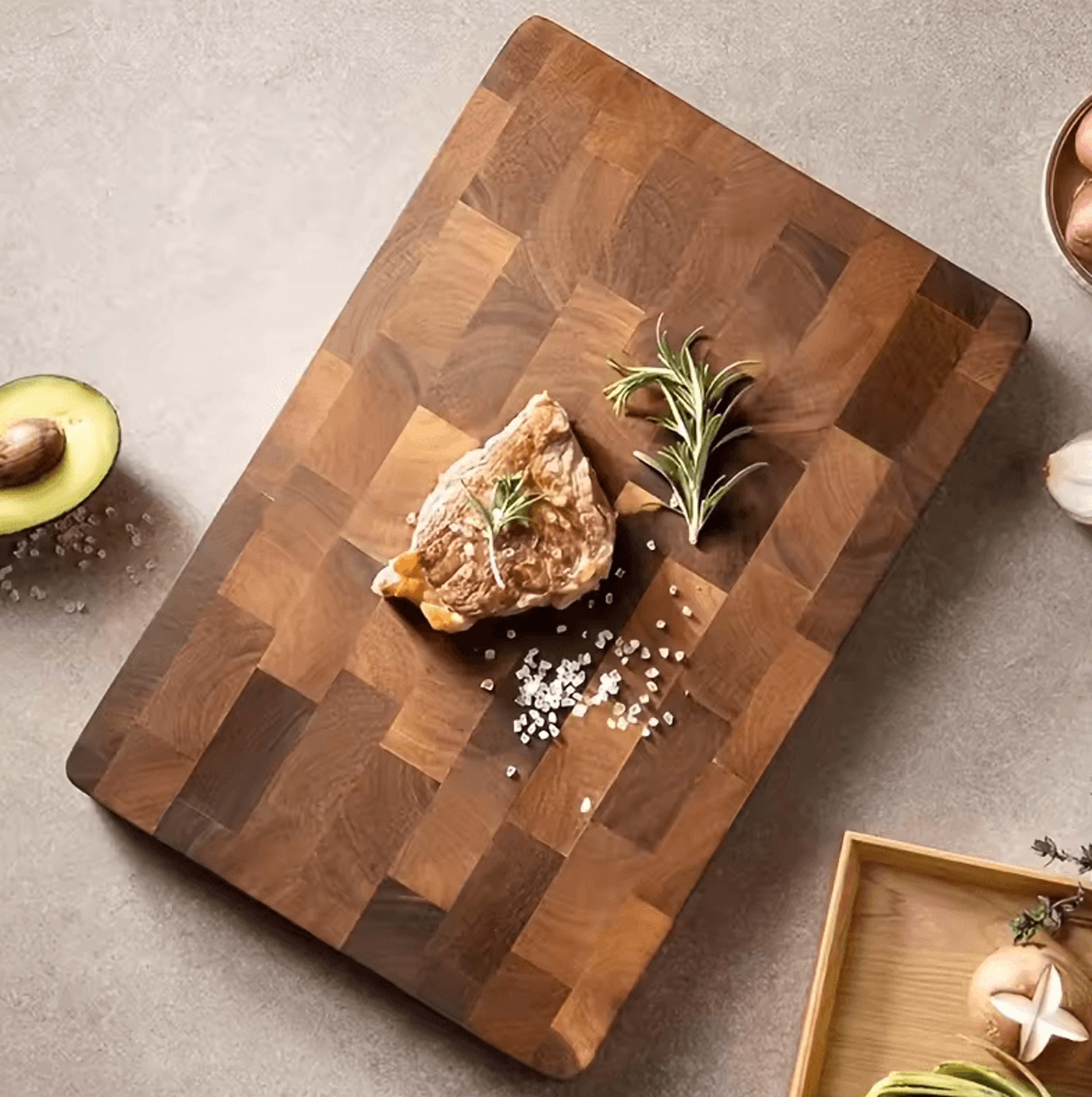 large heavy duty wood chopping board natural wood grain butcher block