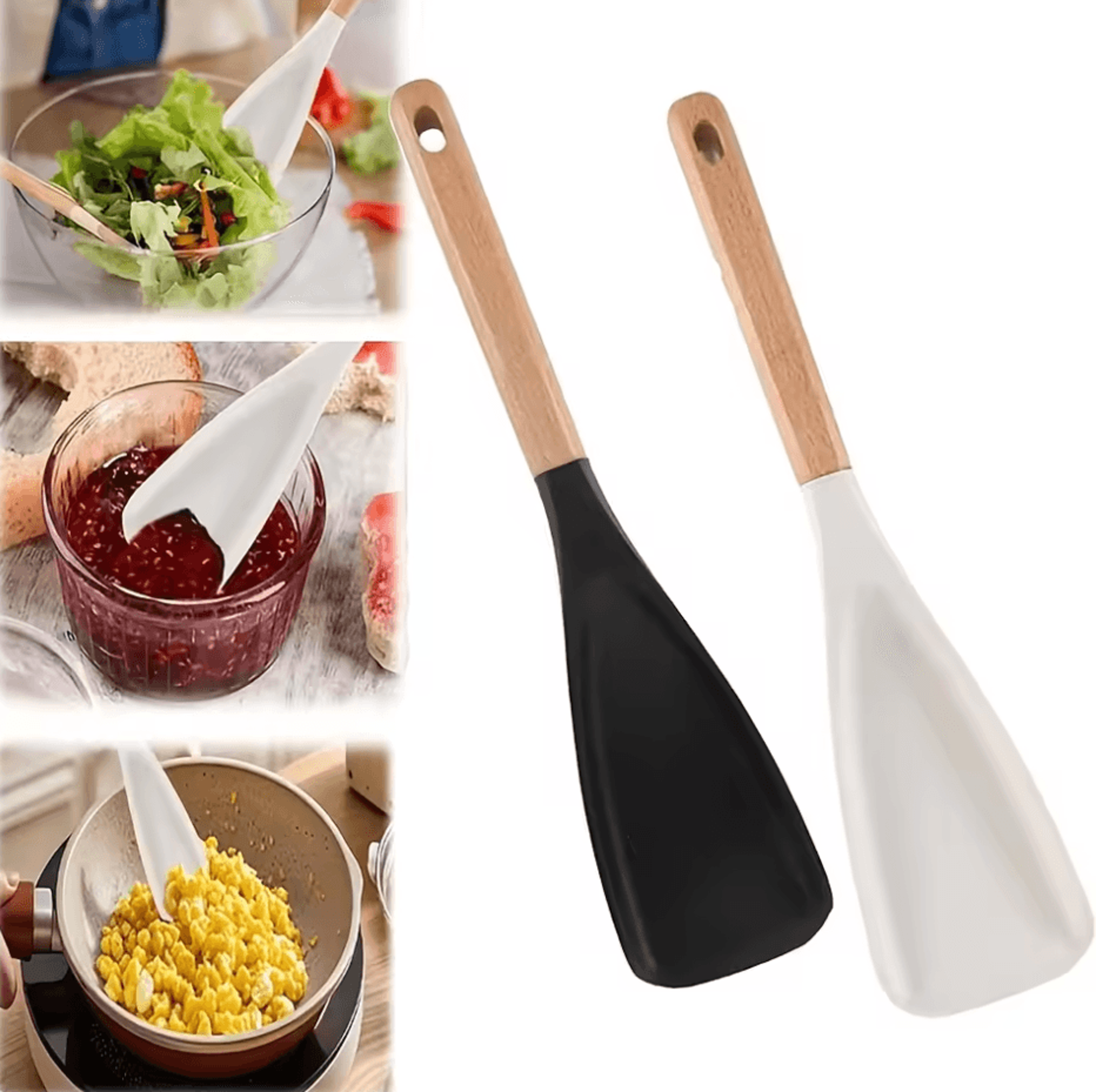 multifunction wooden handle cooking and serving spoon safe for nonstick surfaces