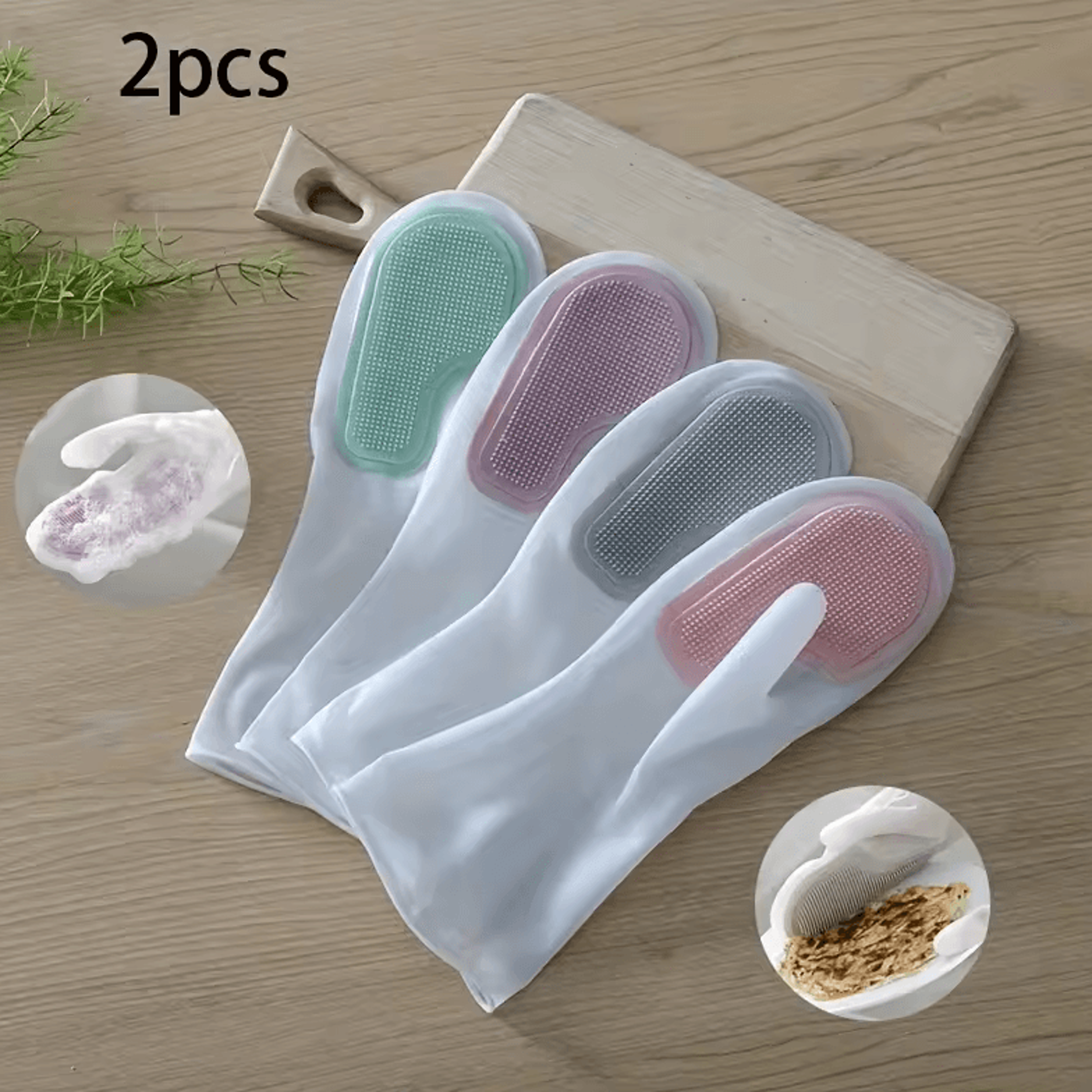 waterproof rubber latex dishwashing gloves 2pcs heavy duty kitchen and cleaning gloves