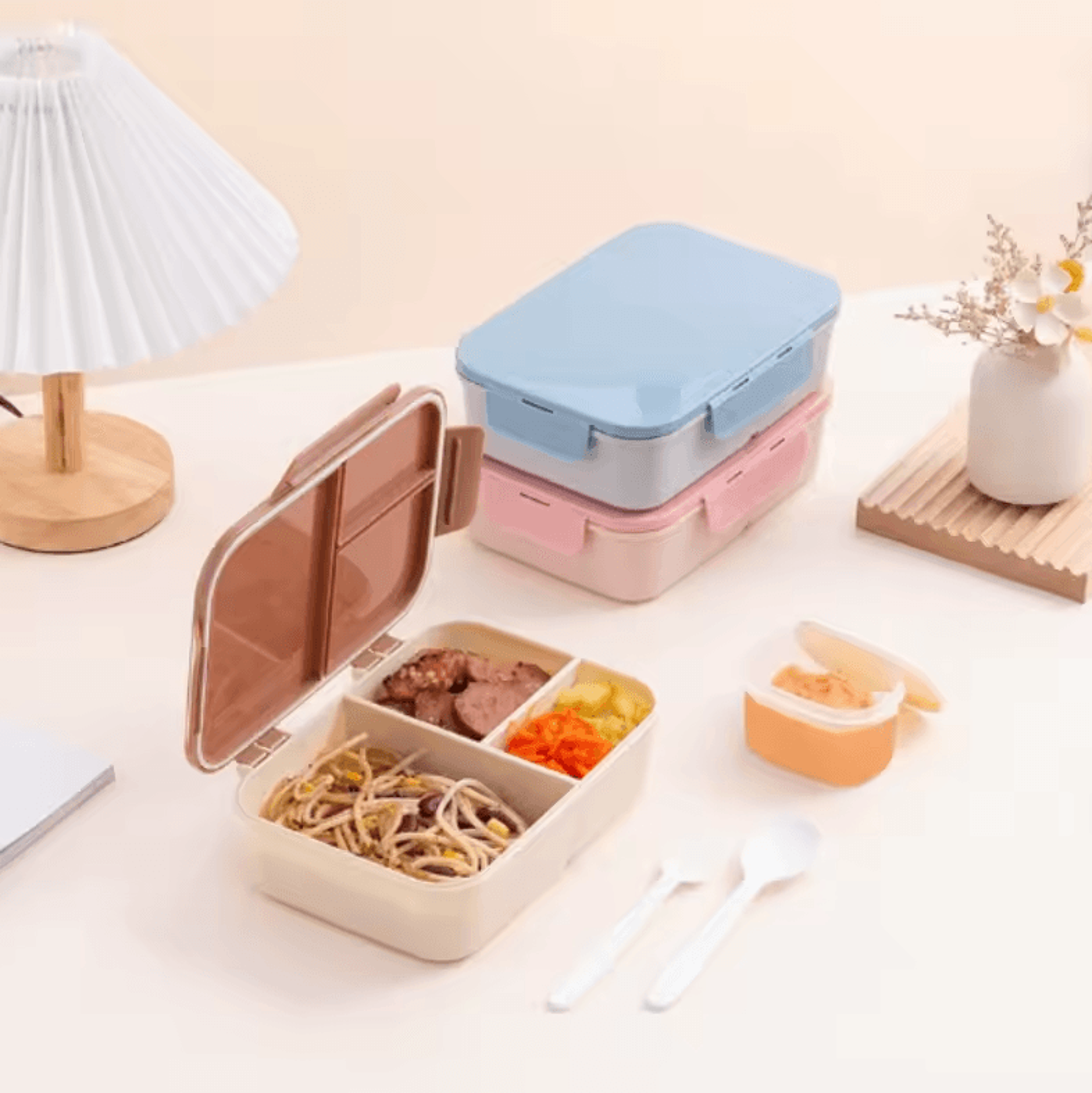 1200ml portable leakproof waterproof flip-top lunch box for travel, work & outdoor
