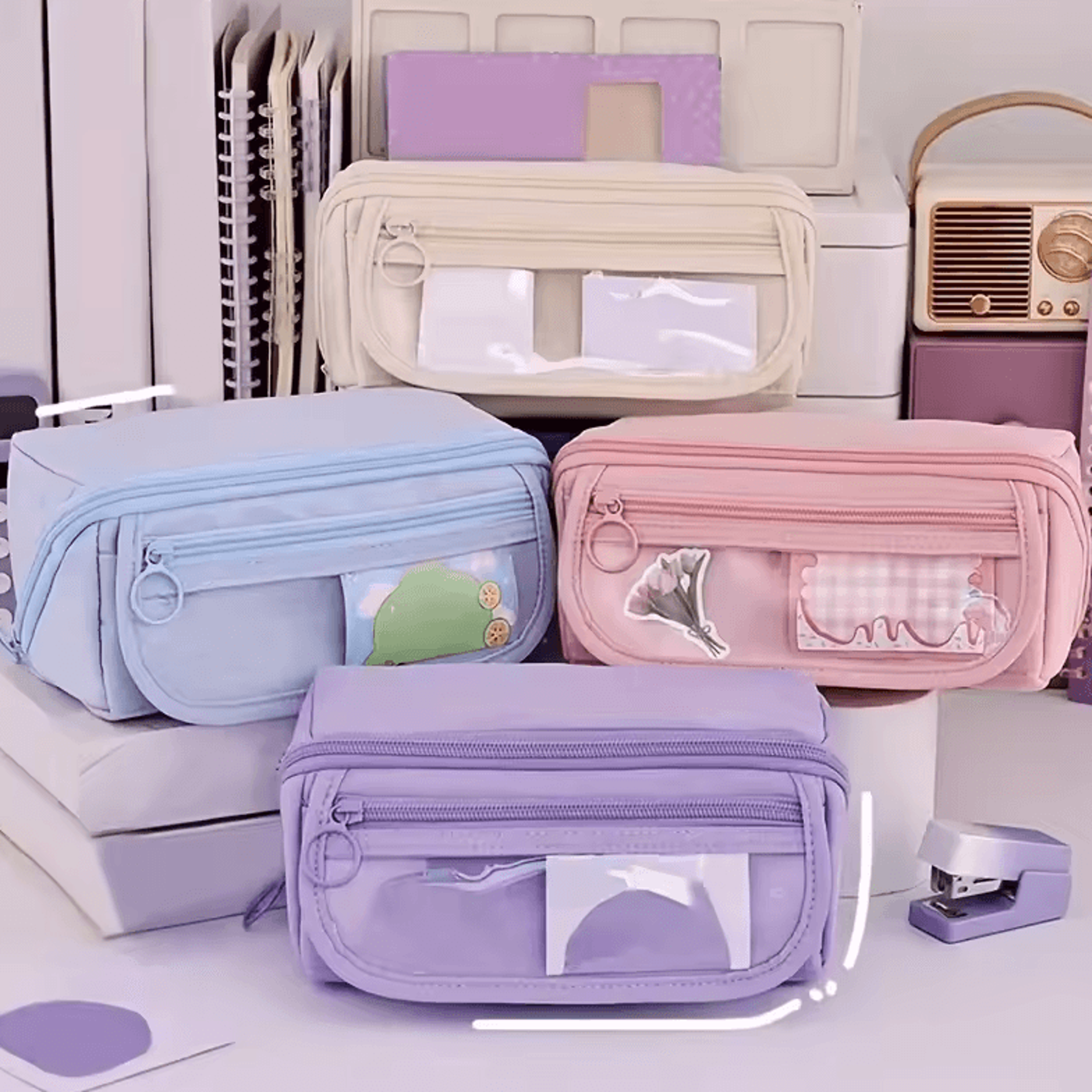 large capacity pencil case durable portable stationery storage box for school & office