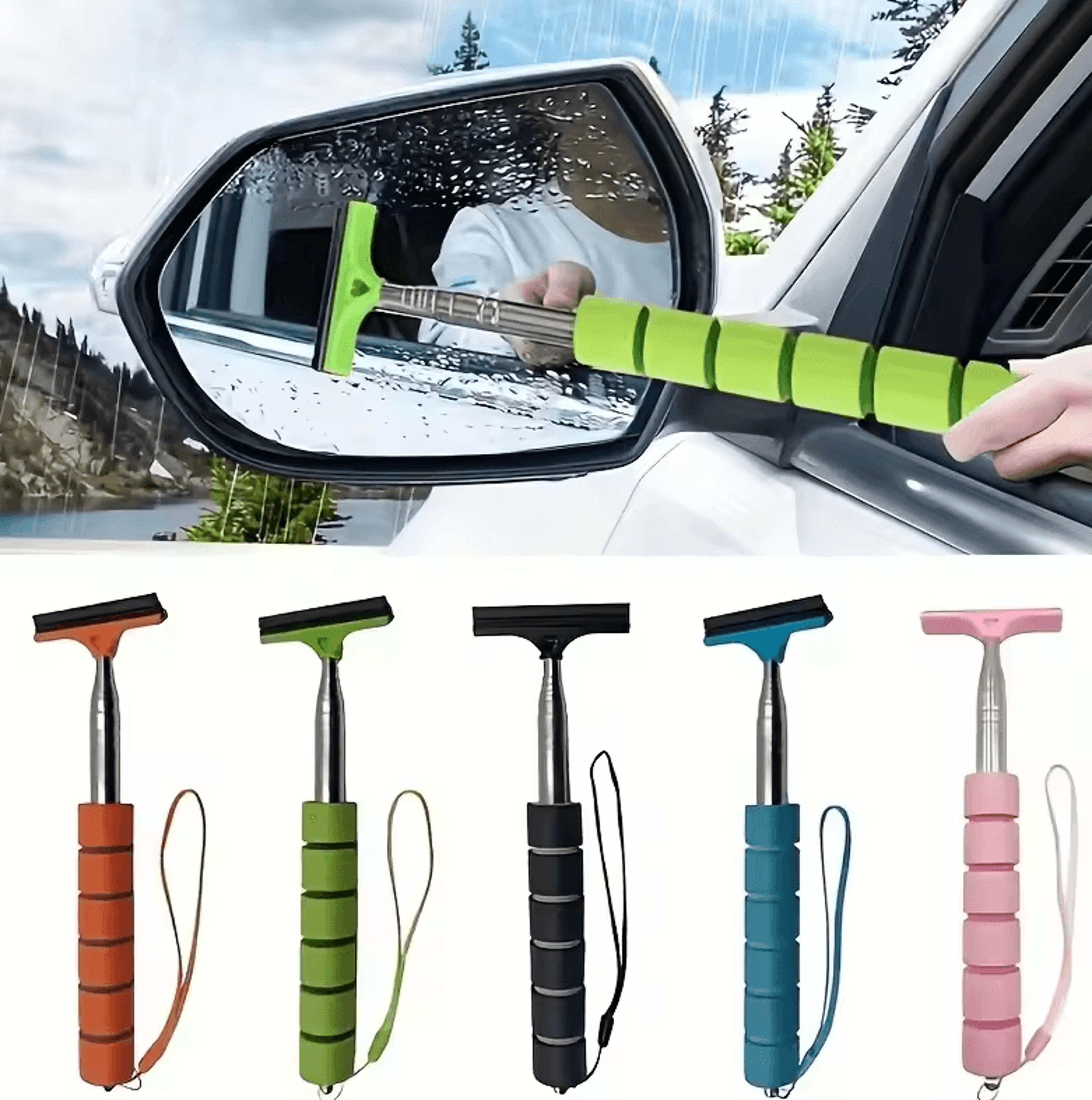 retractable extendable windshield & rearview mirror wipers universal car accessory