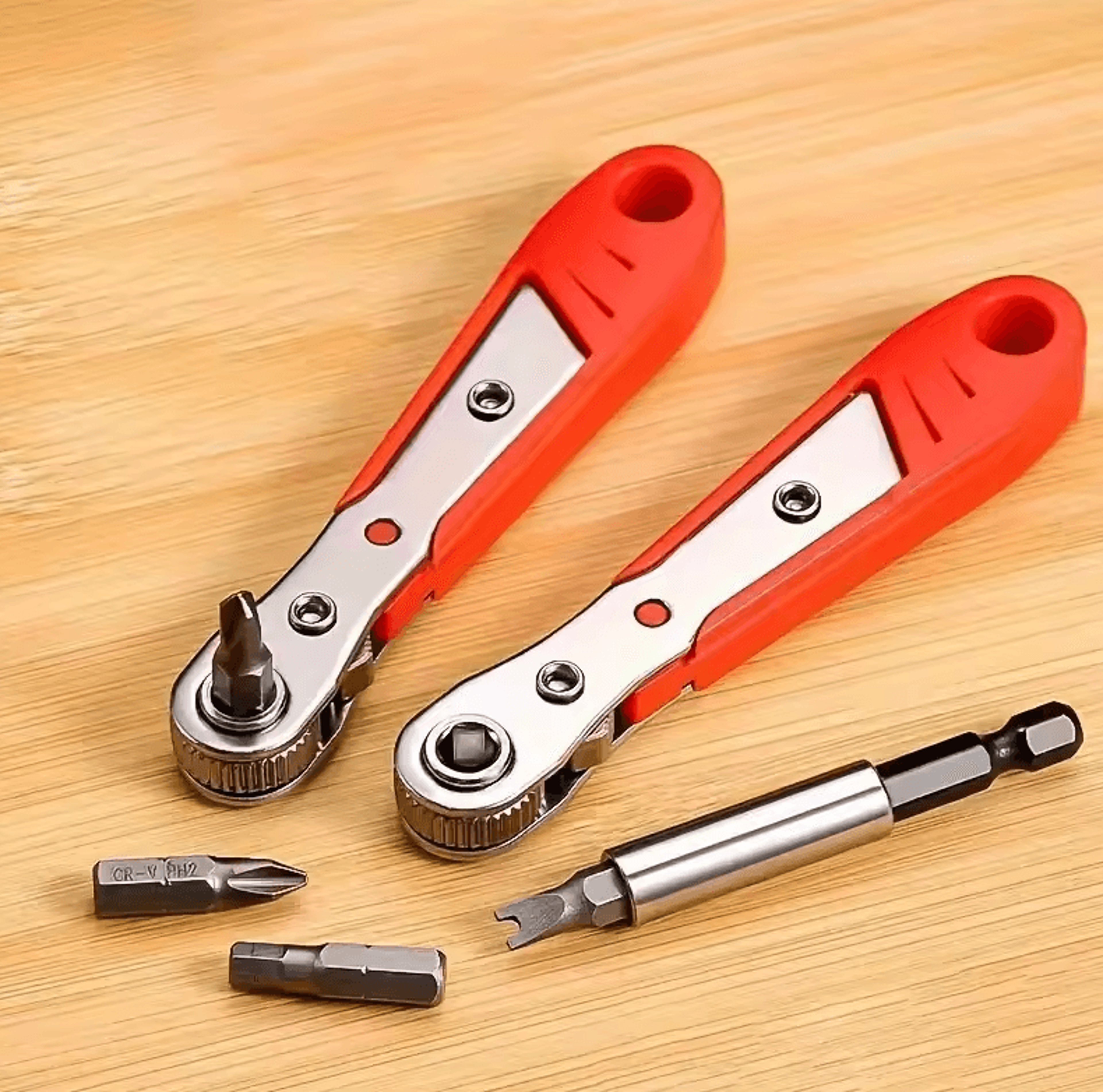 multifunction bidirectional ratchet screwdriver with right angle and magnetic wrench red compact tool