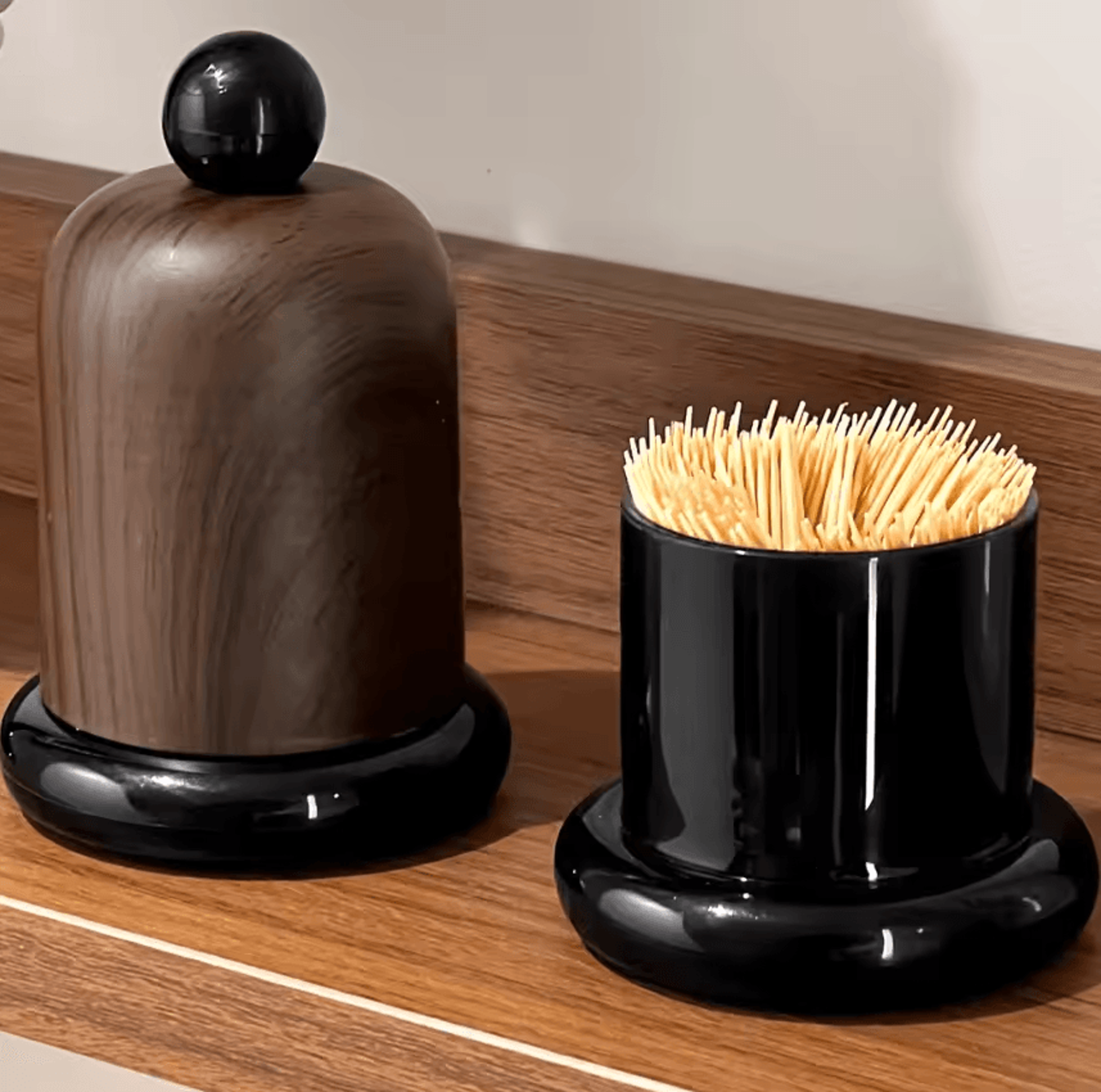 elegant walnut wood toothpick holder with ball top solid wood portable decor