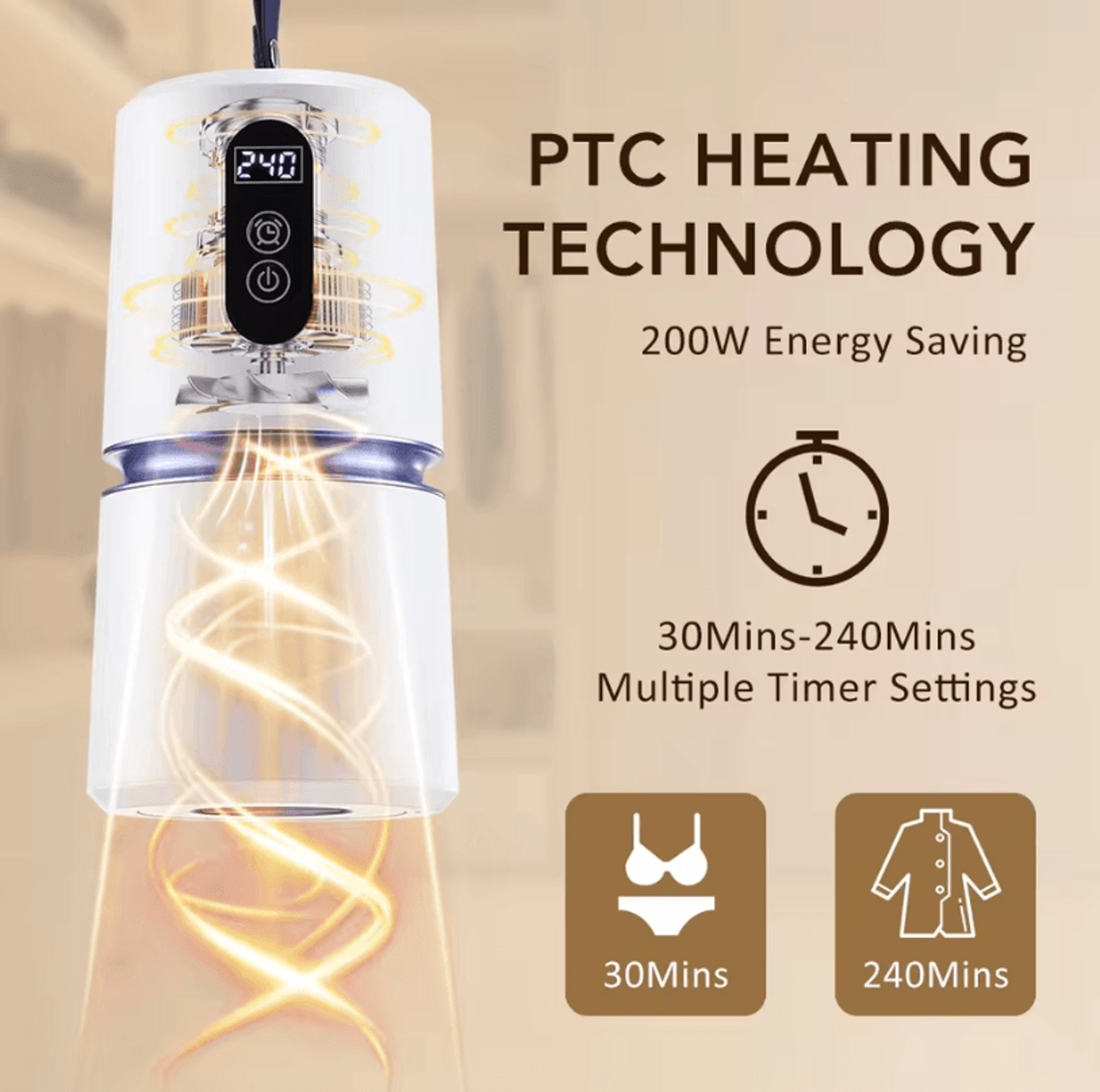 portable smart clothes dryer 110-220v tumble laundry dryer with timer for travel and outdoor use