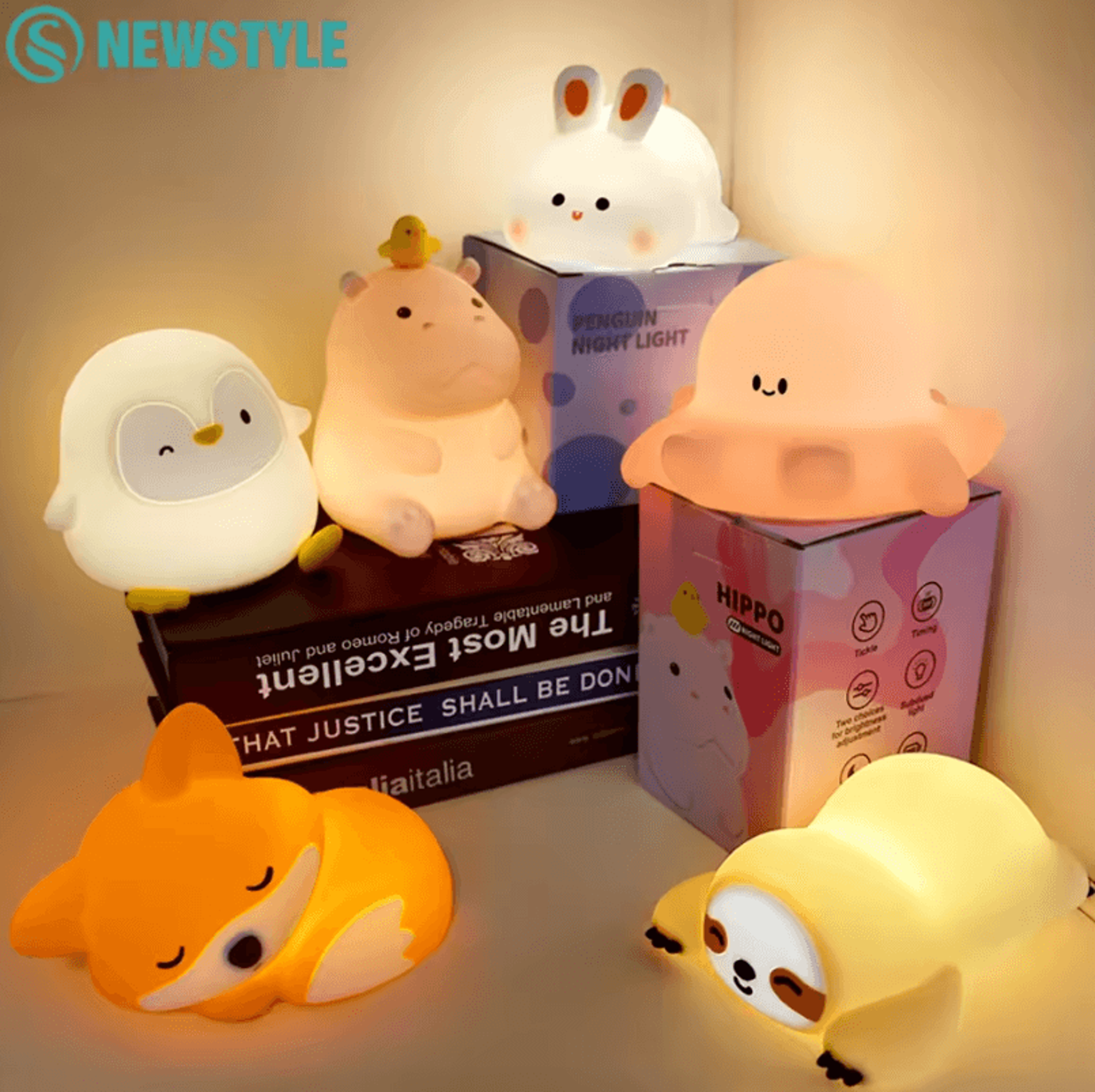 softglow animal silicone touch night lamp