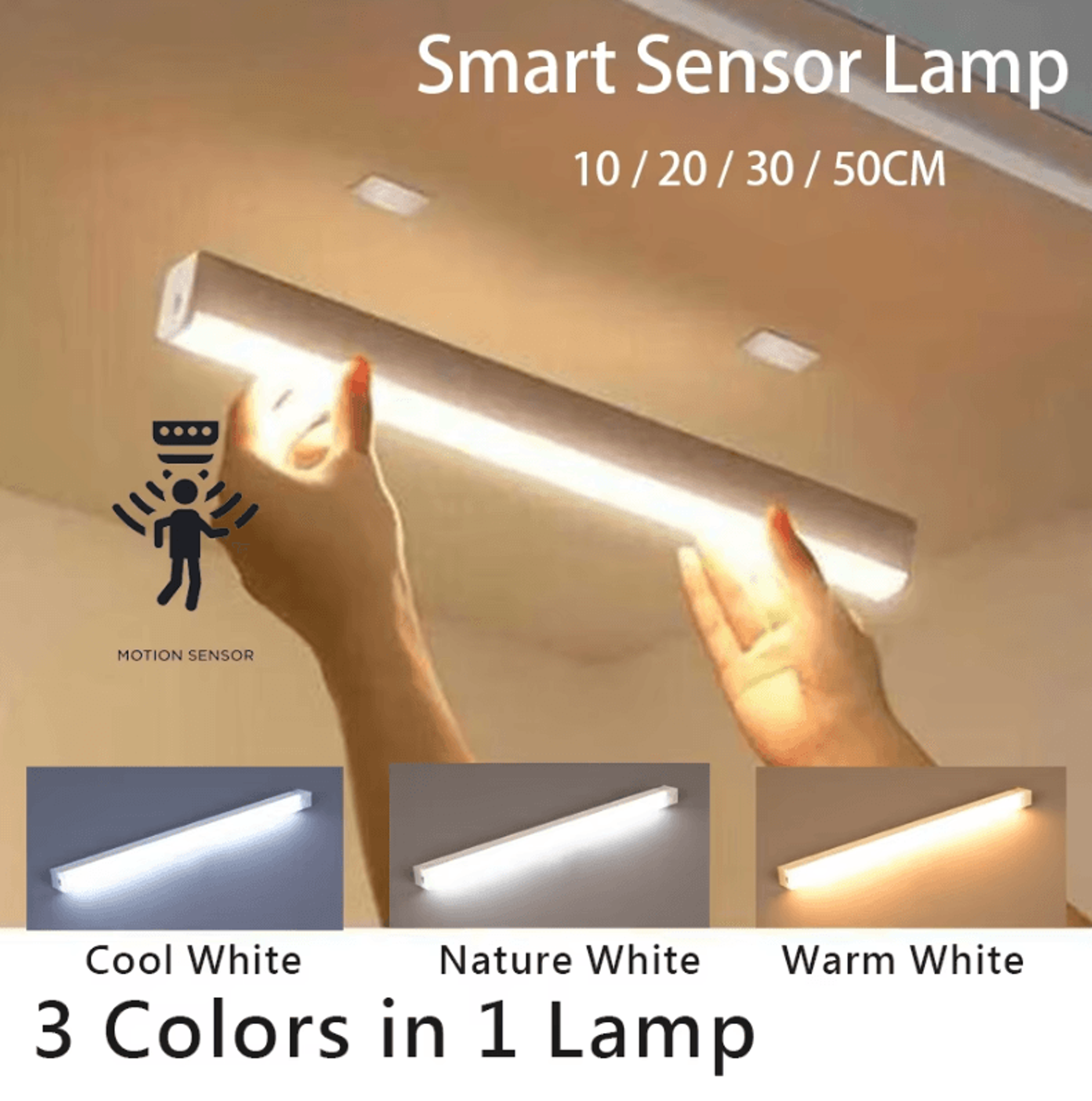 rechargeable motion sensor light bar – wireless usb led cabinet night light