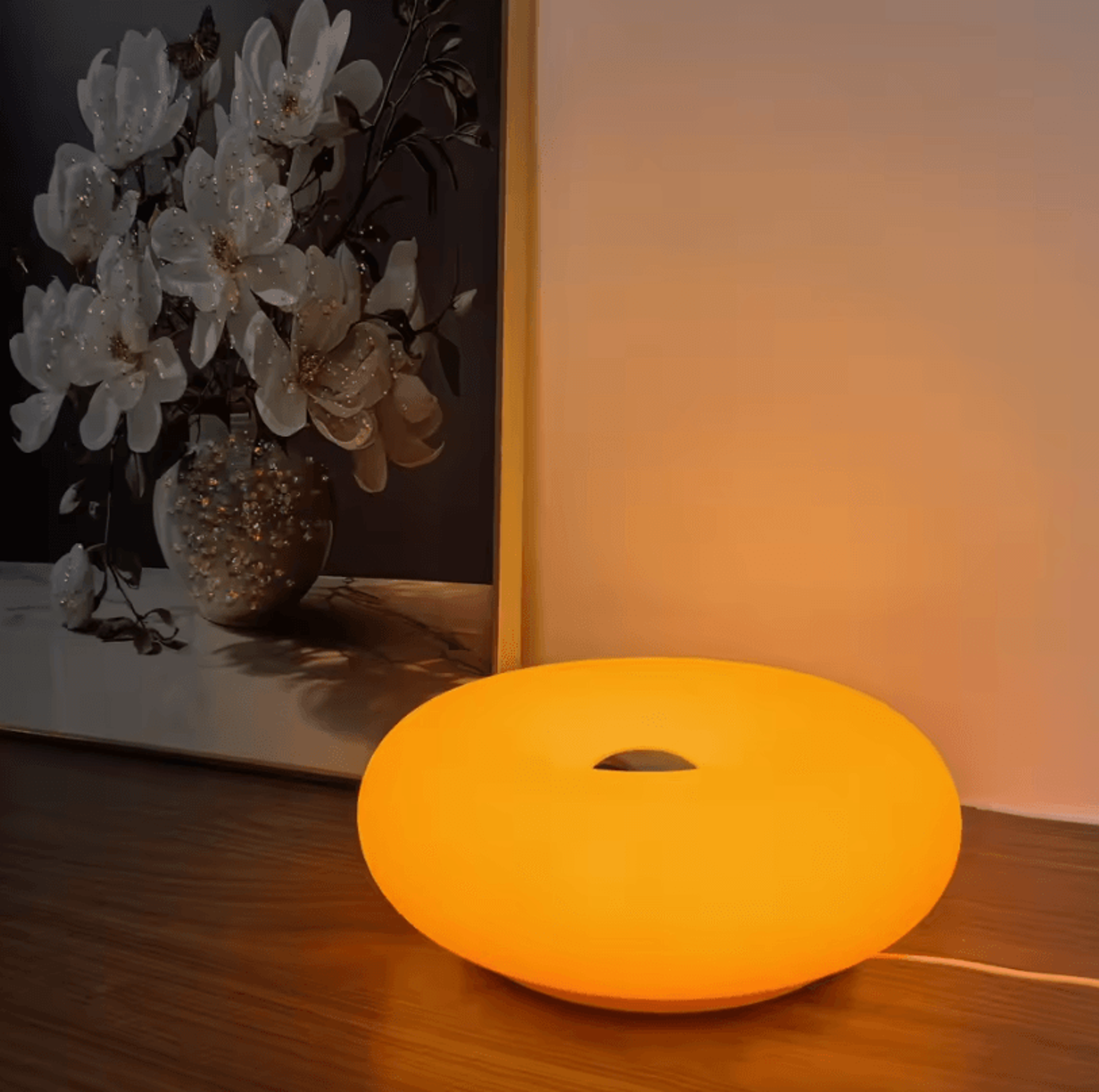 usb bedside table lamp – ambient donut room decor light