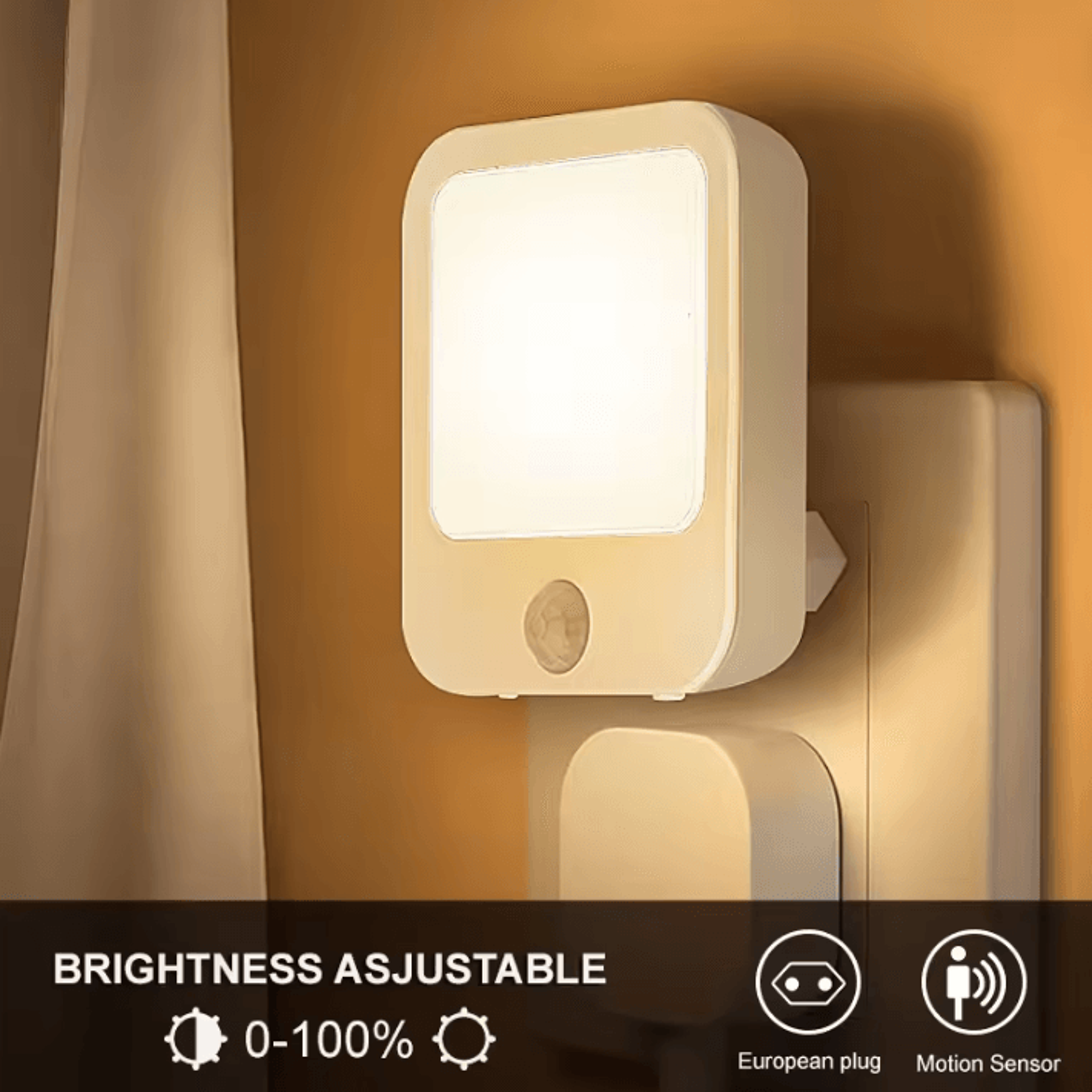 eu plug motion sensor night light – automatic led night lamp for bedroom