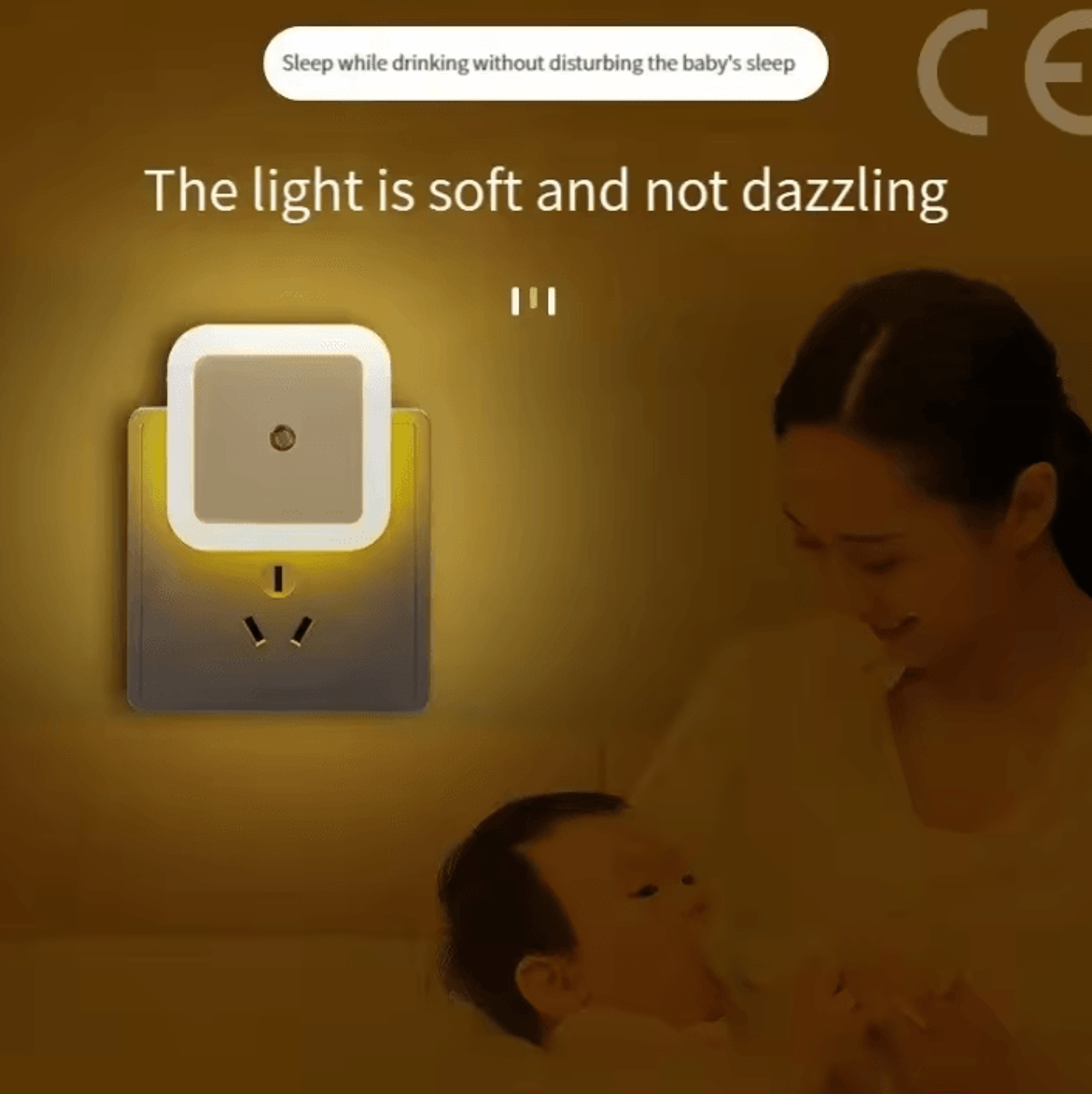 wireless led night light – mini eu plug motion sensor tricolor lamp
