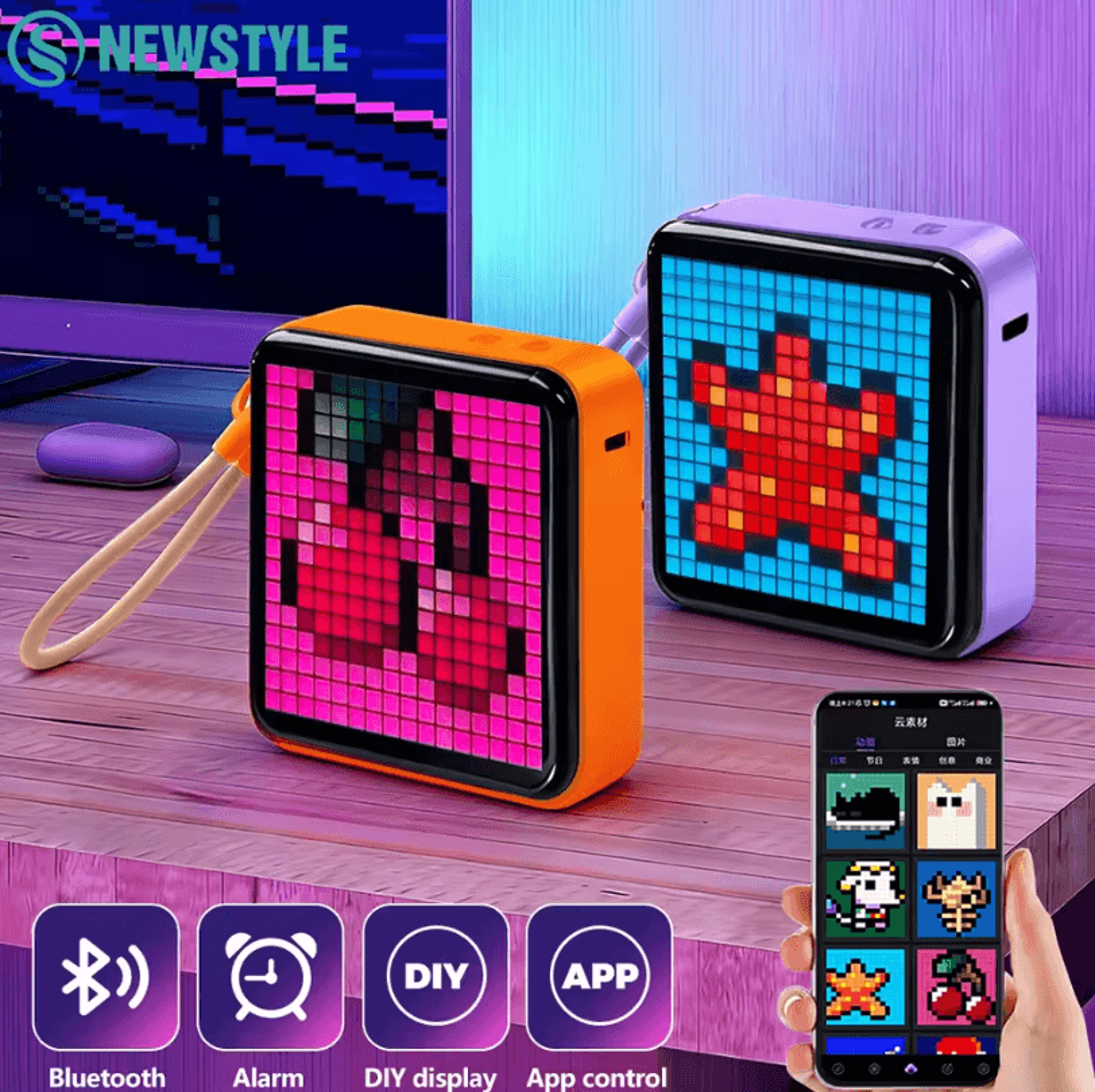 led pixel display night light – diy matrix panel with digital clock & fun text