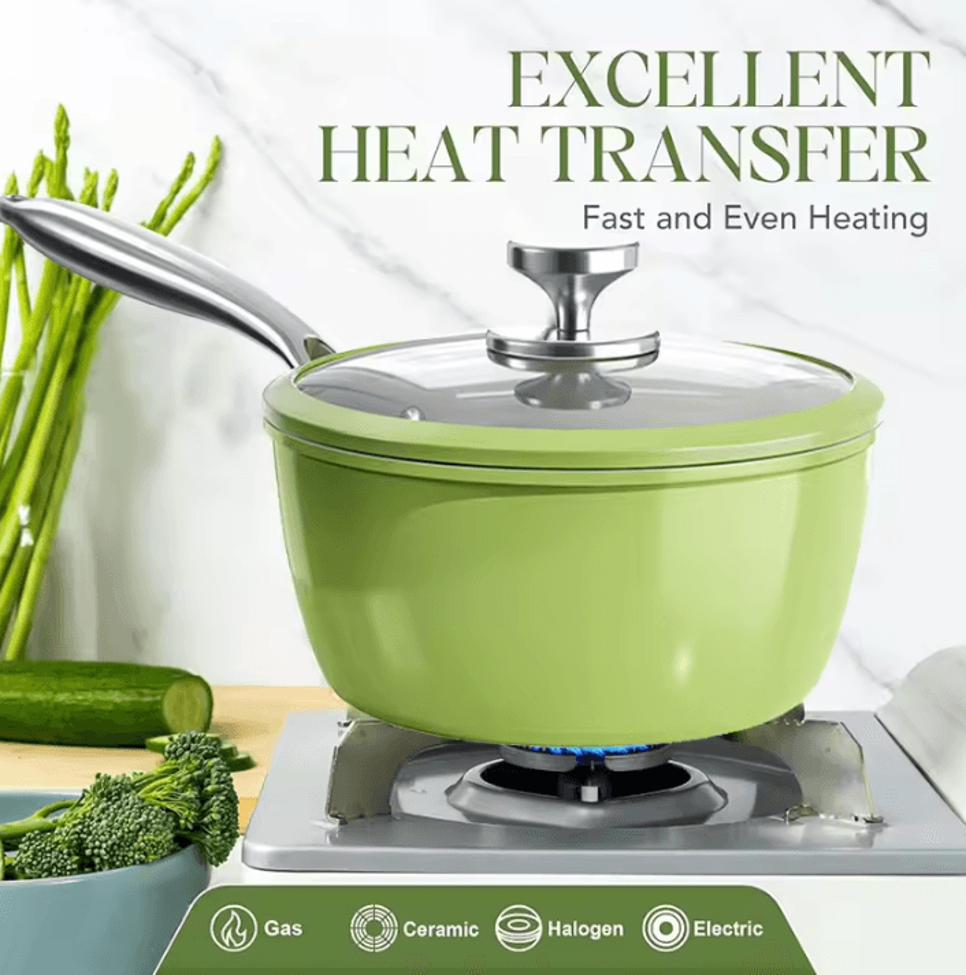 ceramic nonstick saucepan with lid – multi-purpose cooking pot