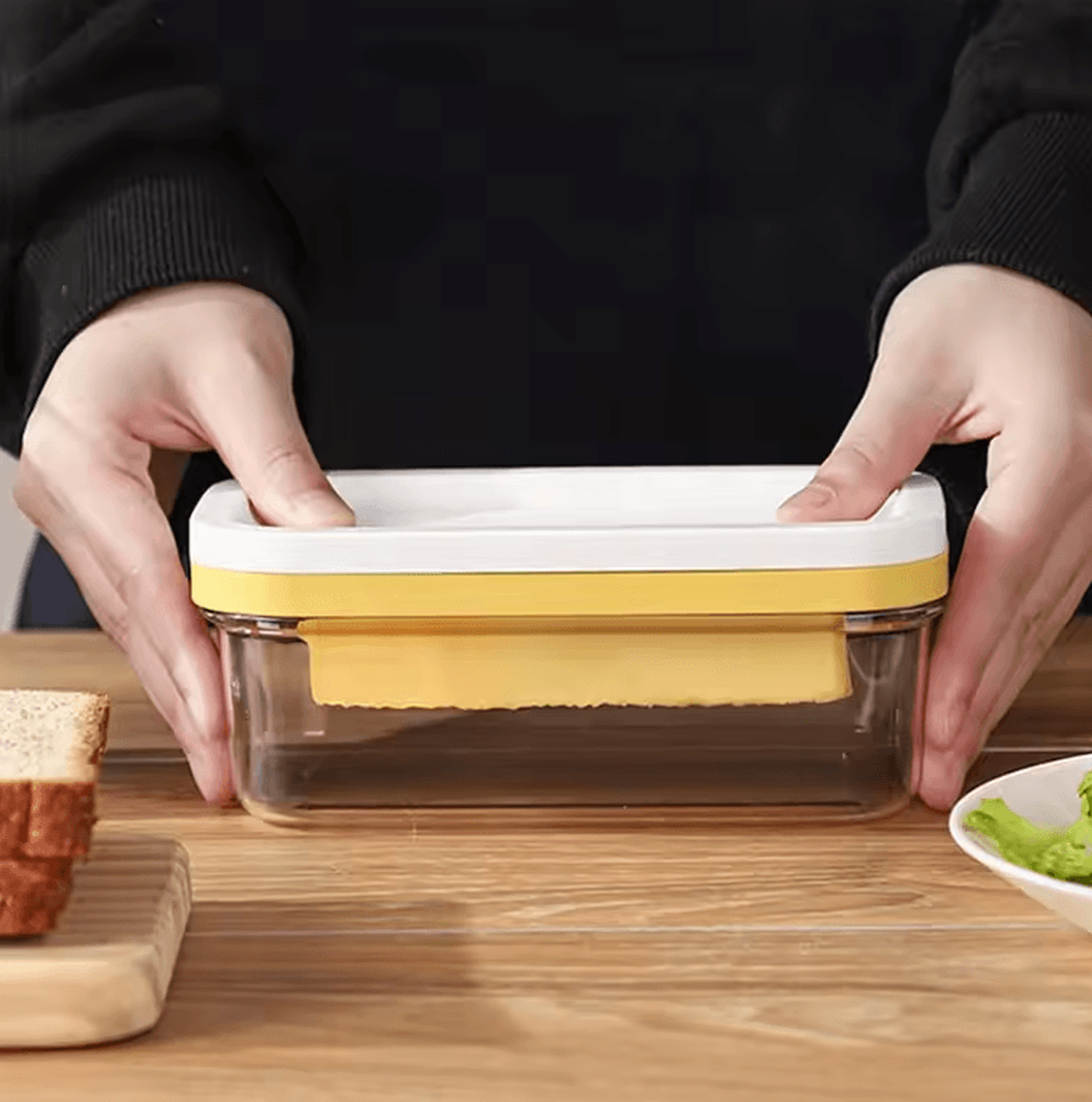 butter cutter slicer box – butter dish with lid & knife for easy cutting & storage