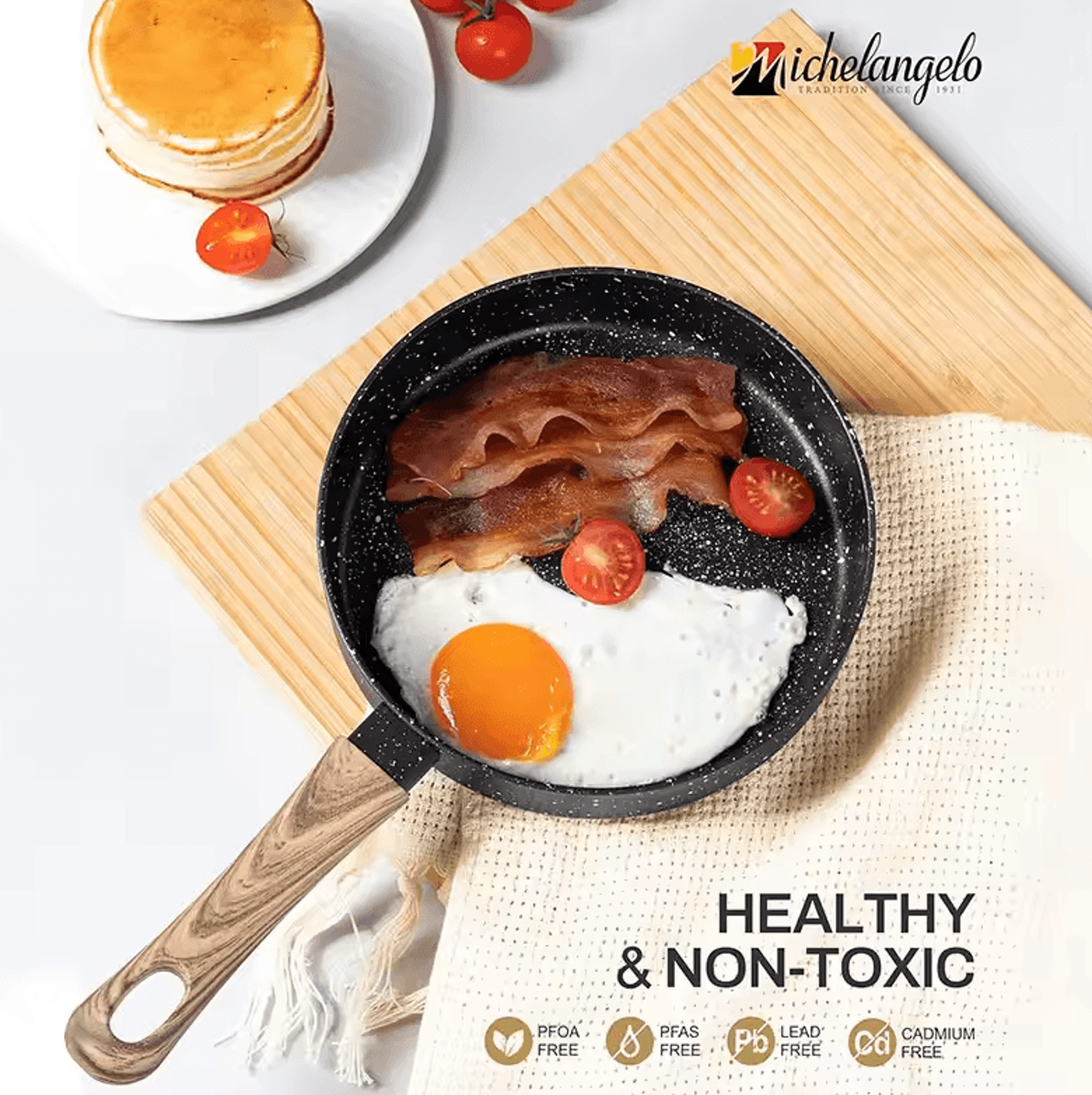 nonstick egg frying pan – 6-inch mini omelette skillet with wood handle