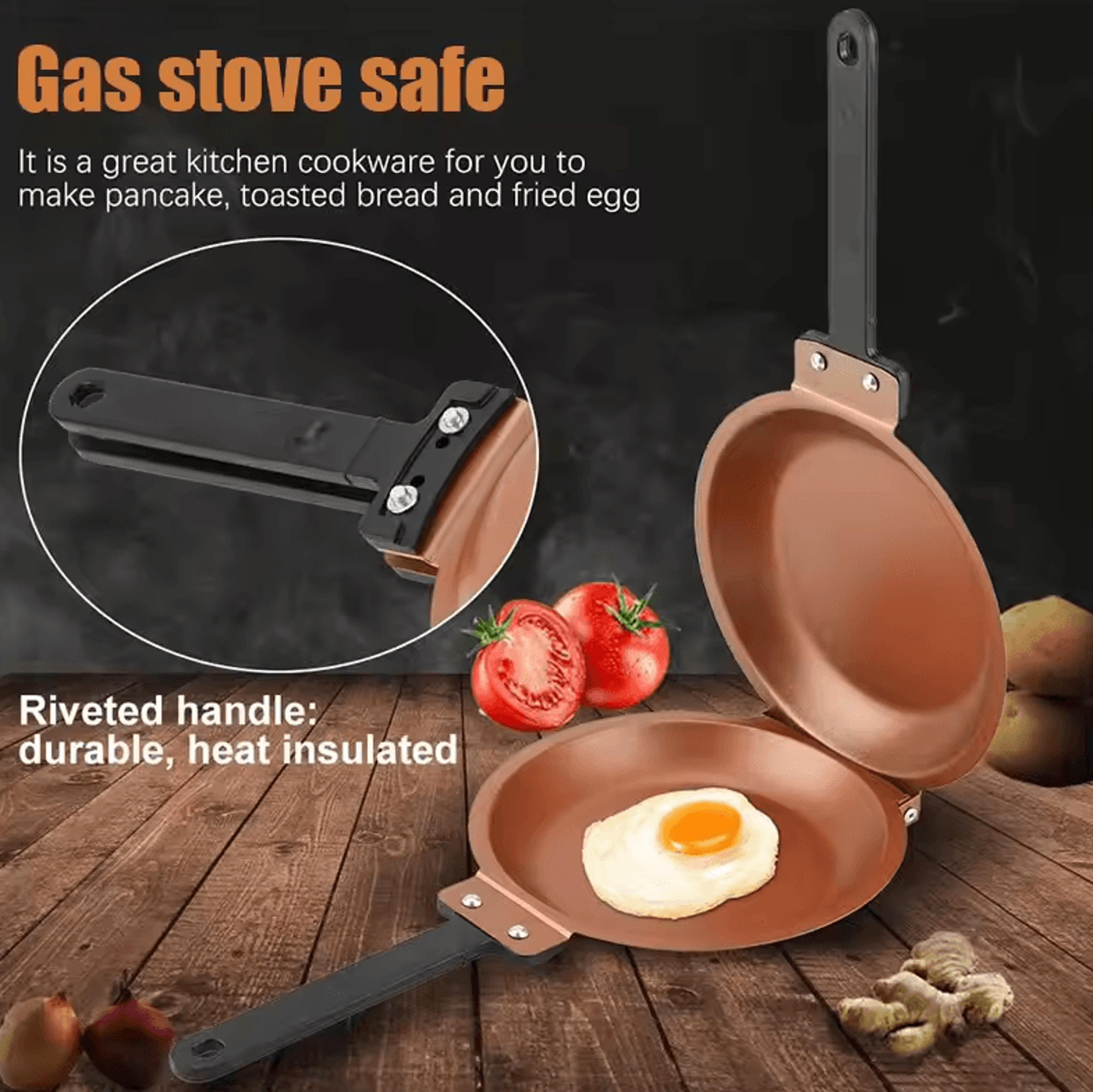 double side pancake pan – non-stick ceramic flip frying pan for eggs & pancakes