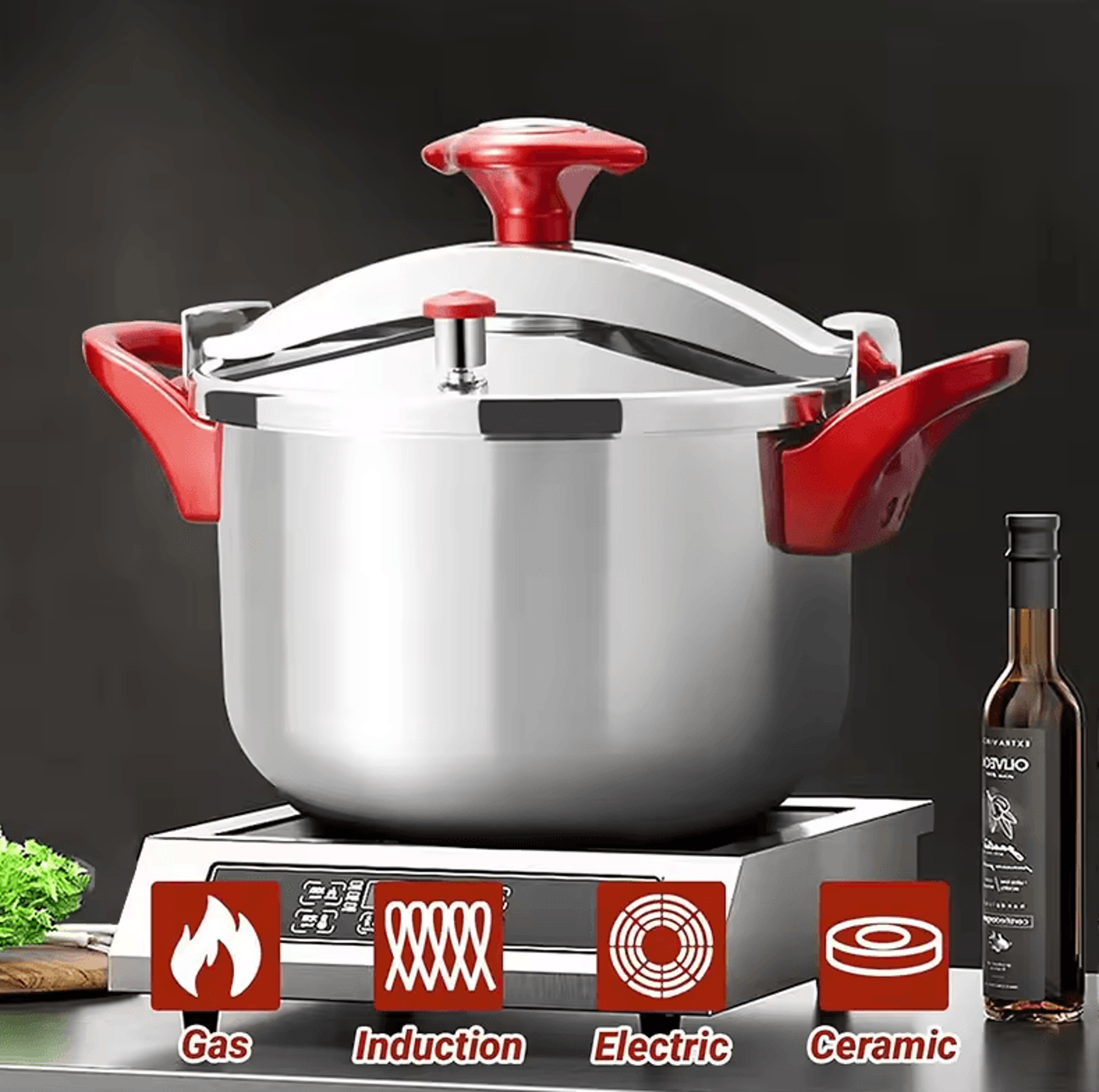 stainless steel pressure cooker – 3l/6l/8l thickened cooker with one-hand secure locking