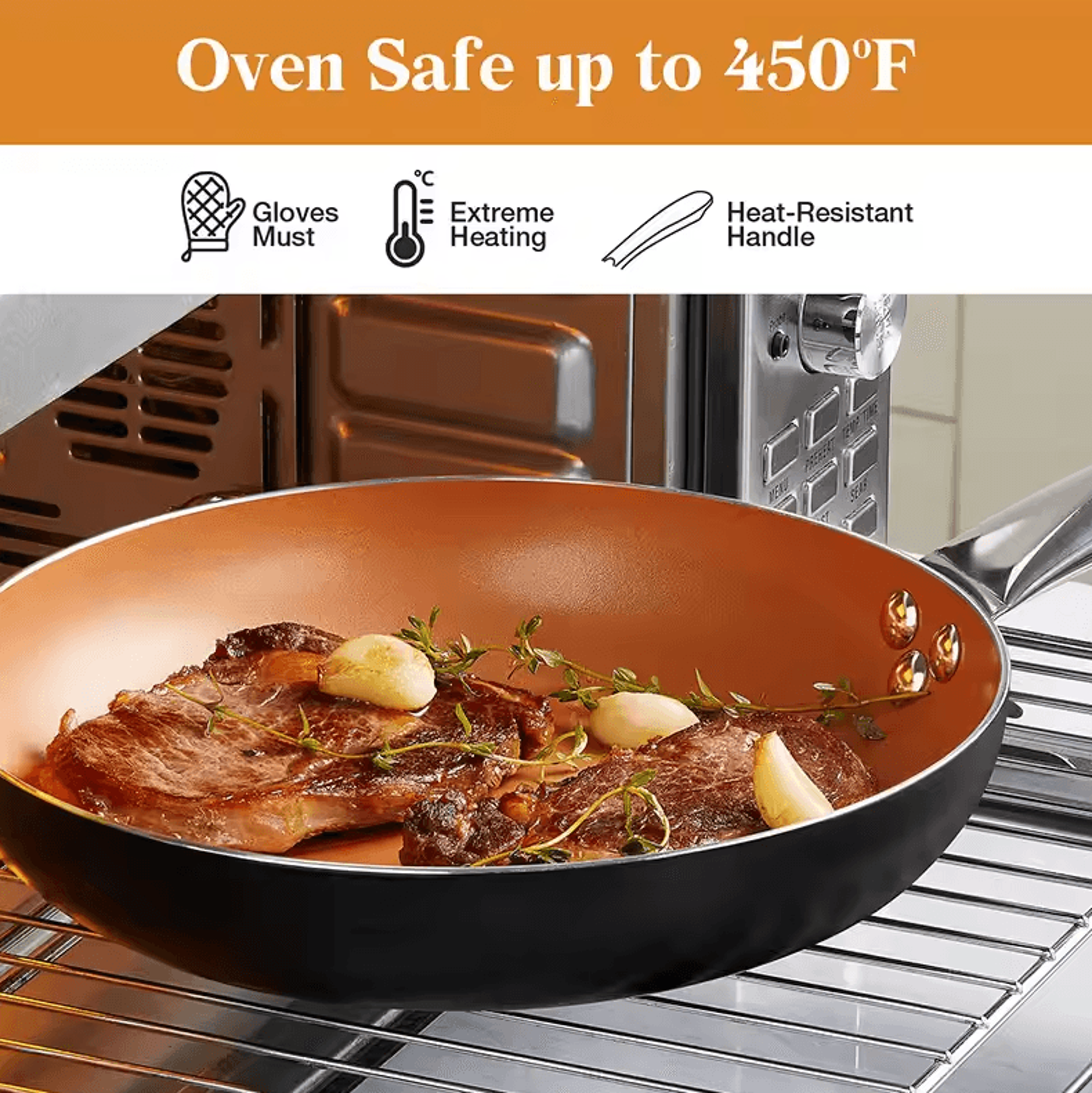 premium nonstick ceramic frying pan set – 8/10/12 inches omelet frying pan with lid
