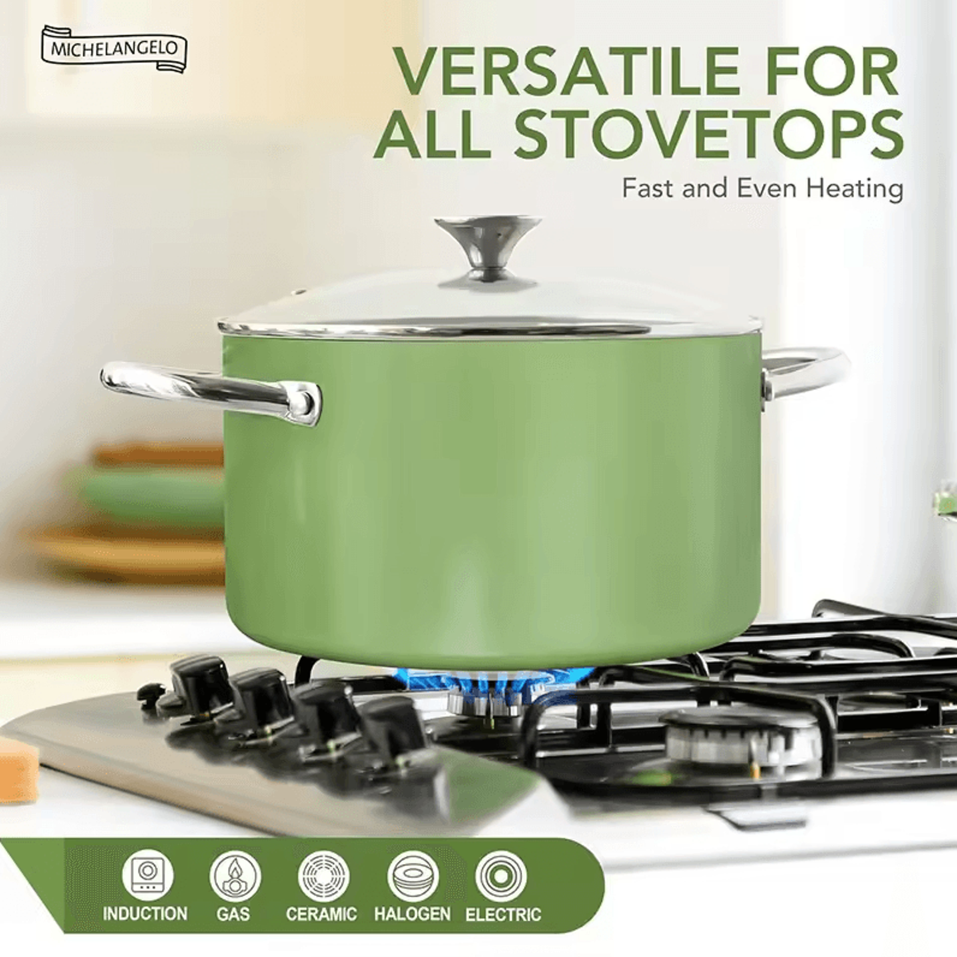 premium 6 qt large nonstick stock pot – ceramic cooking pot with lid