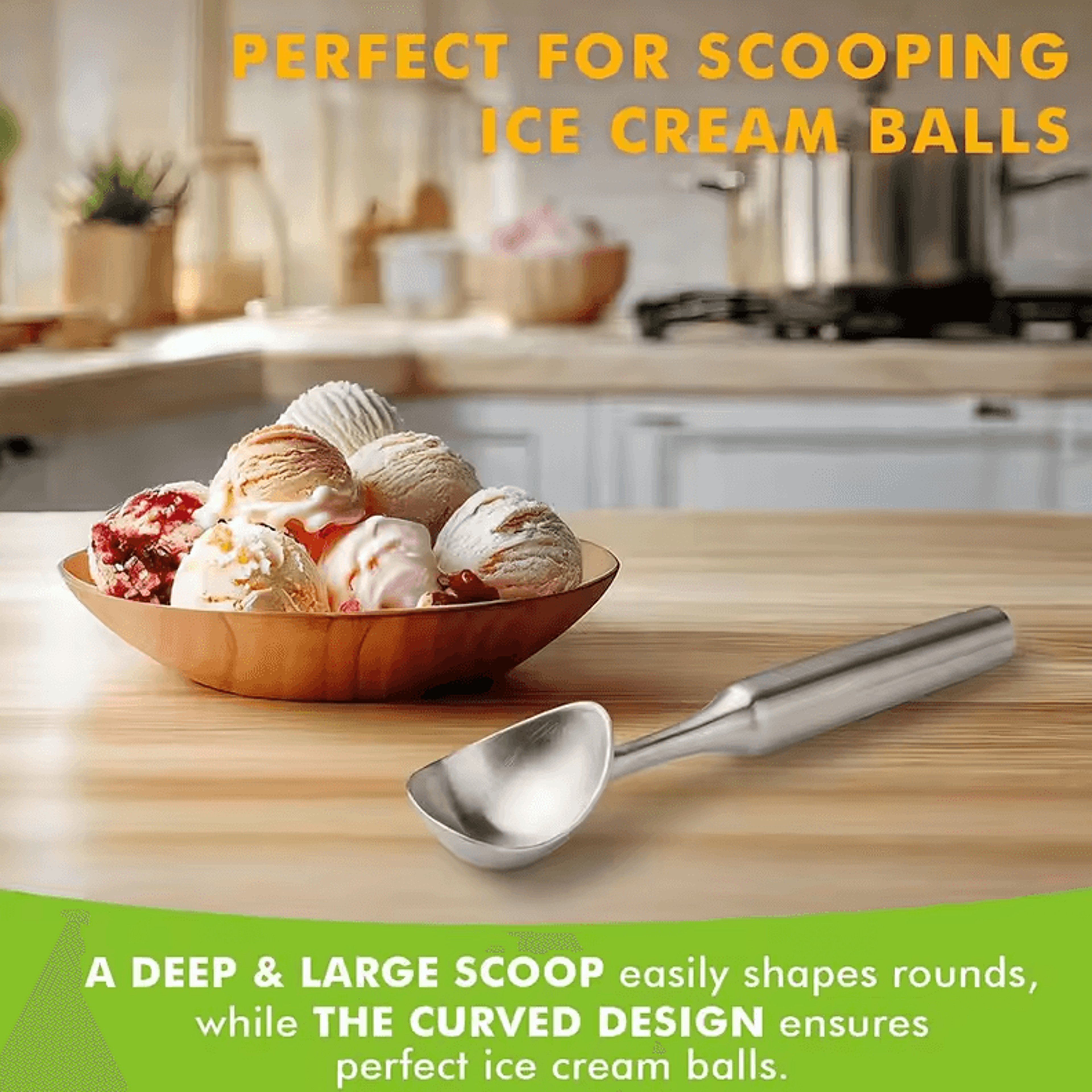 heavy duty stainless steel ice cream scoop – ergonomic tool for desserts