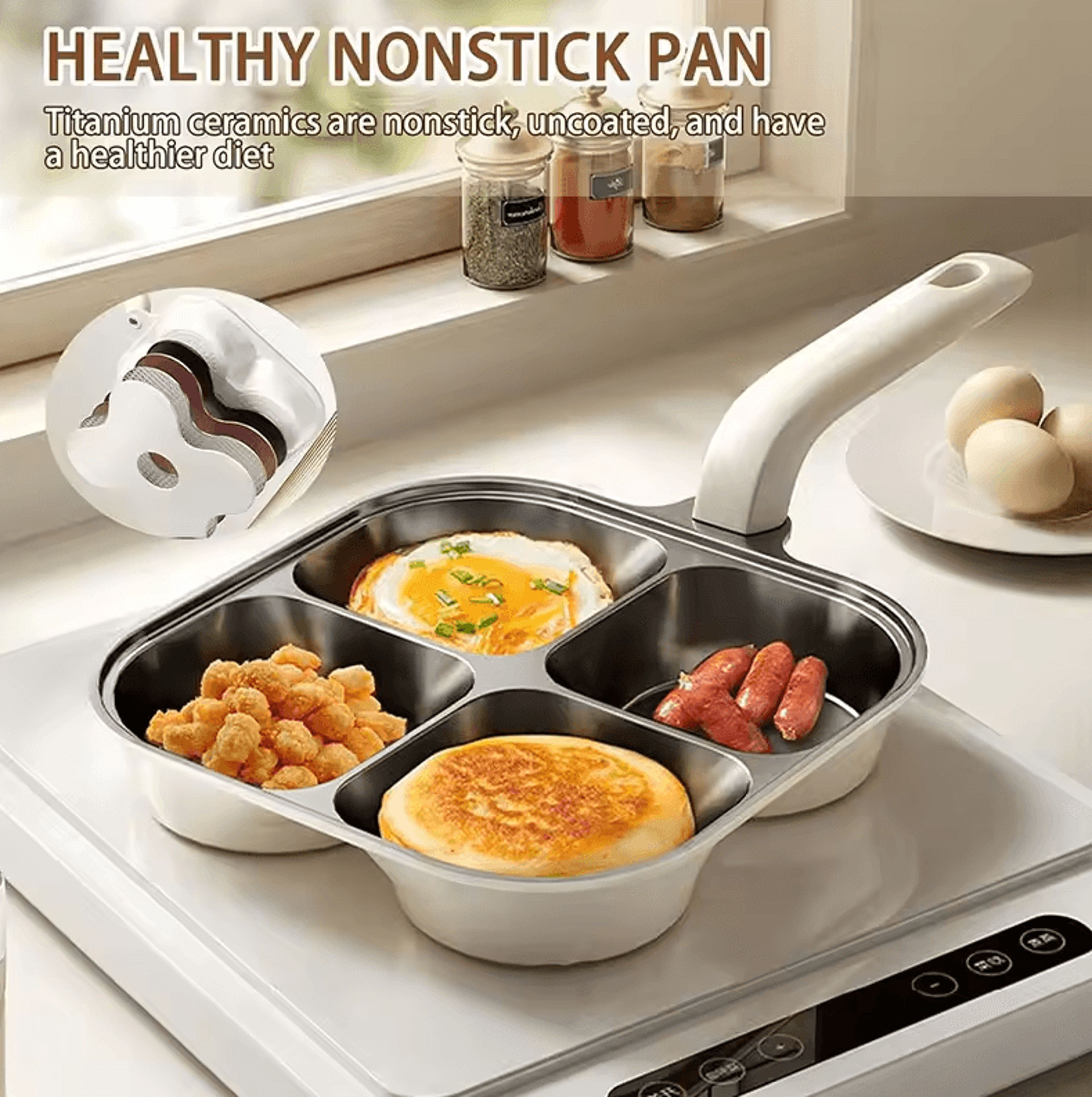 premium healthy titanium ceramic breakfast frying pan – nonstick egg, pancake & steak skillet