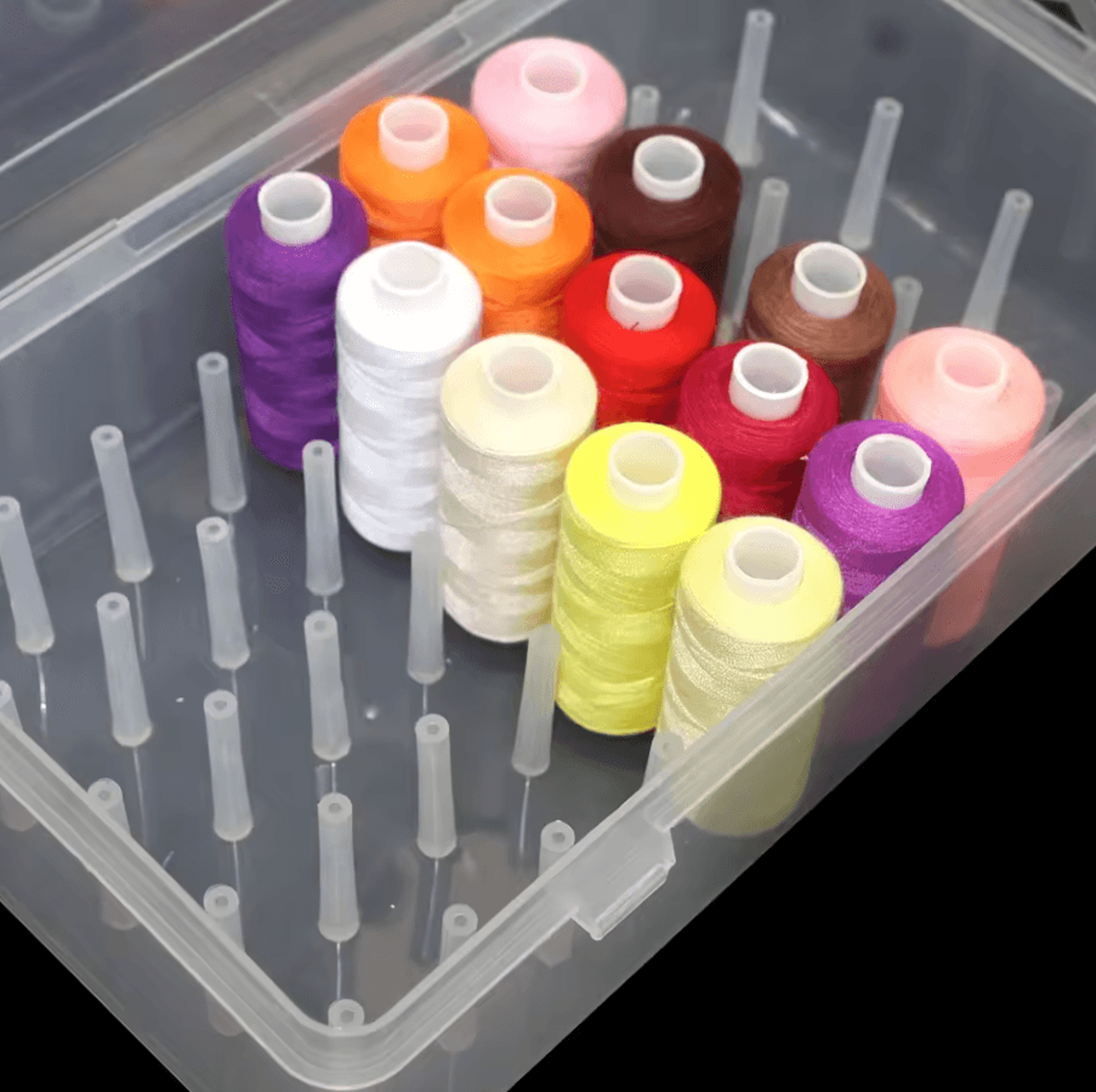 42-spool portable sewing thread organizer box with needle storage