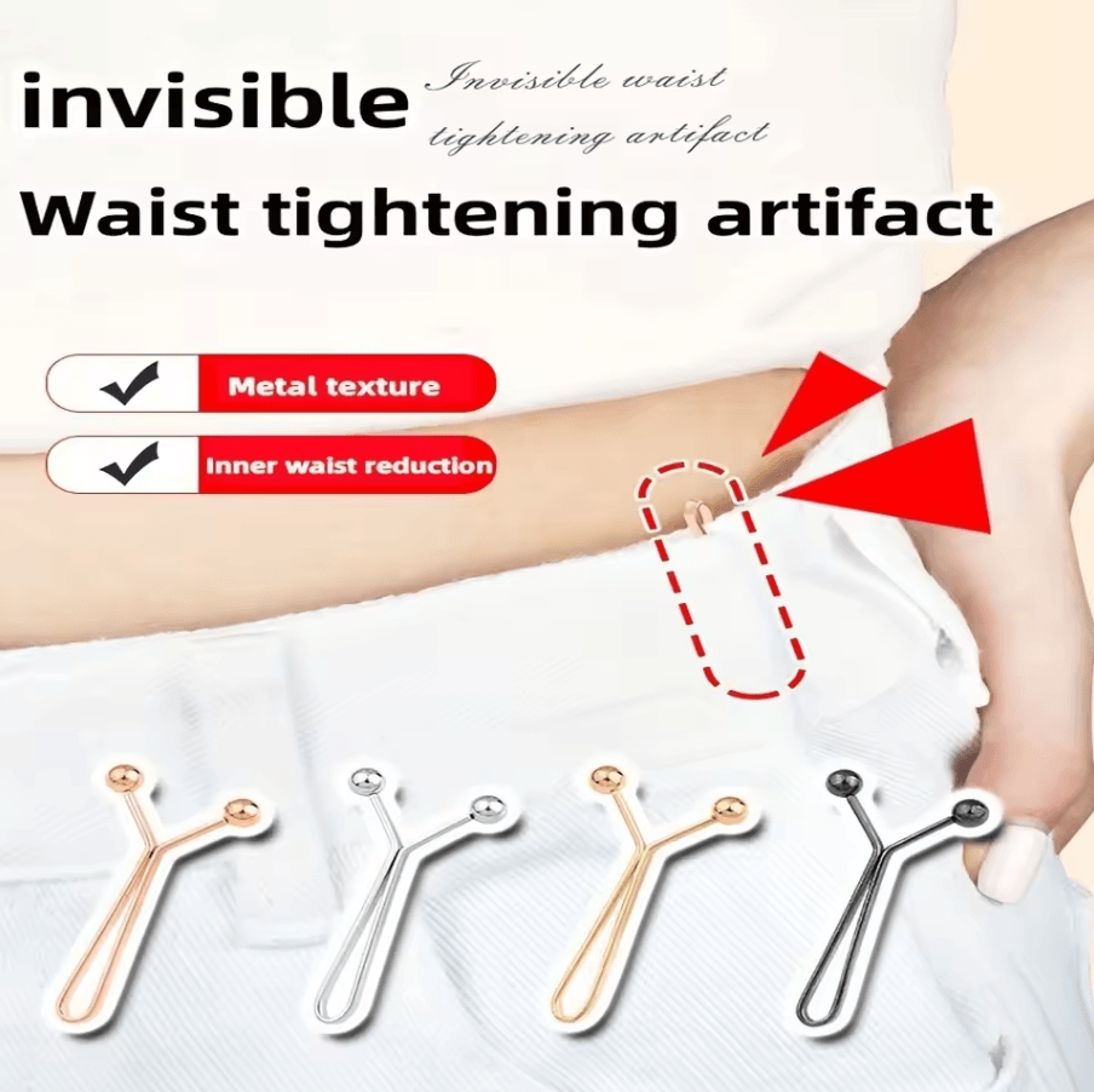 4pcs invisible waist tightening metal clips – adjustable button clips for jeans & clothing