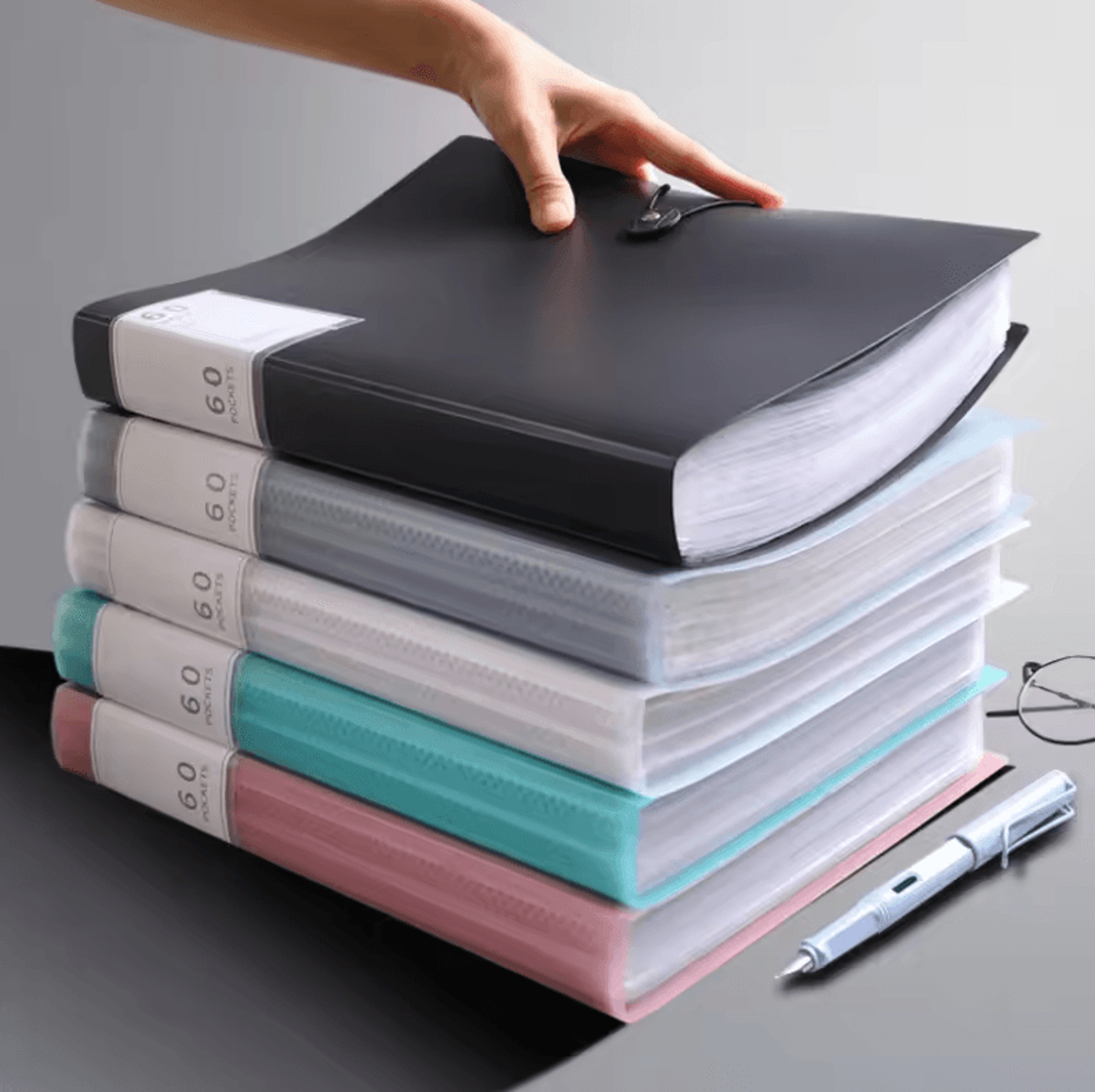 60-pocket a4 folder file bag – high transparency waterproof document organizer
