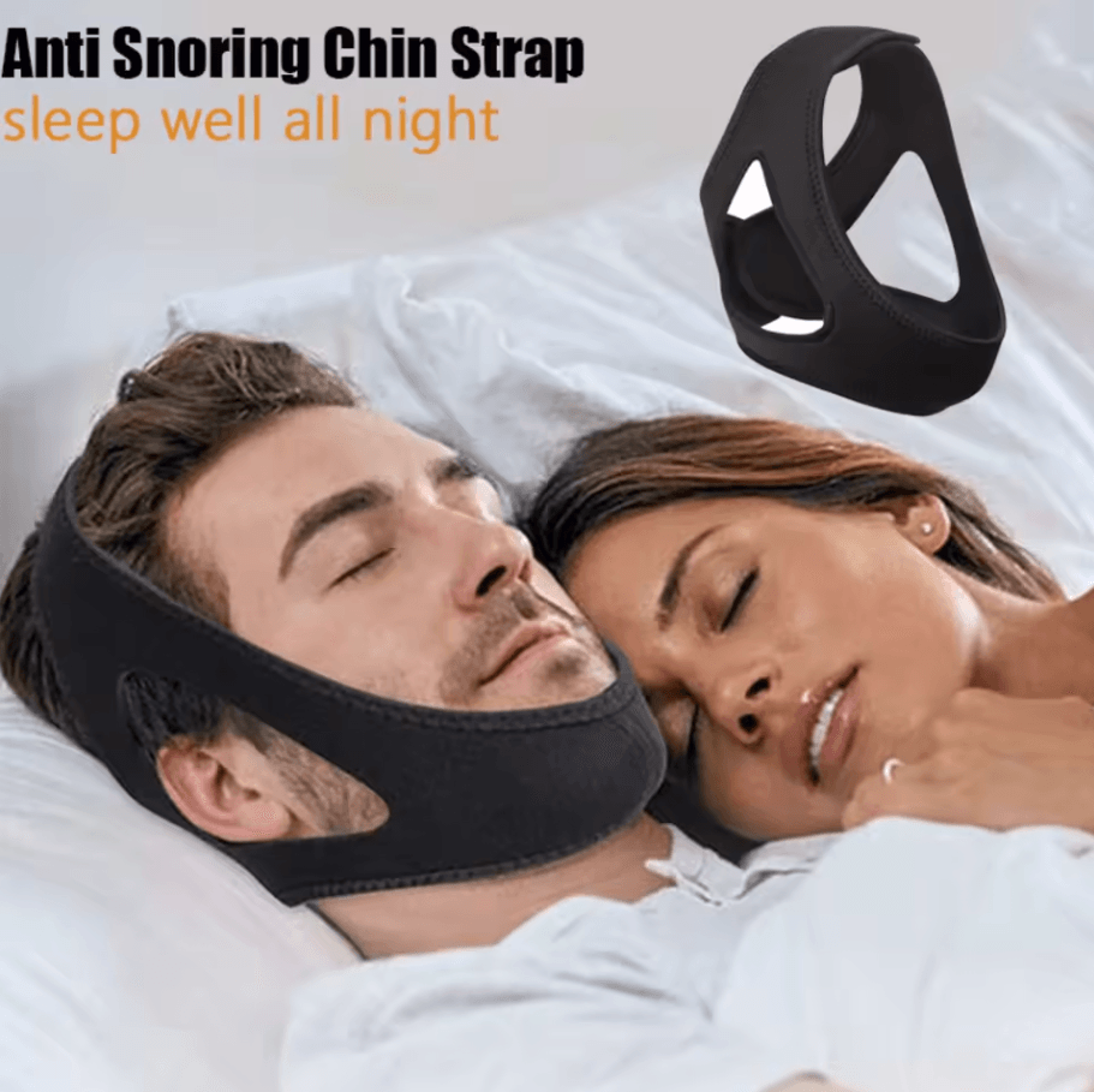 anti-snoring chin strap device – adjustable breathable snore stopper with lower jaw support