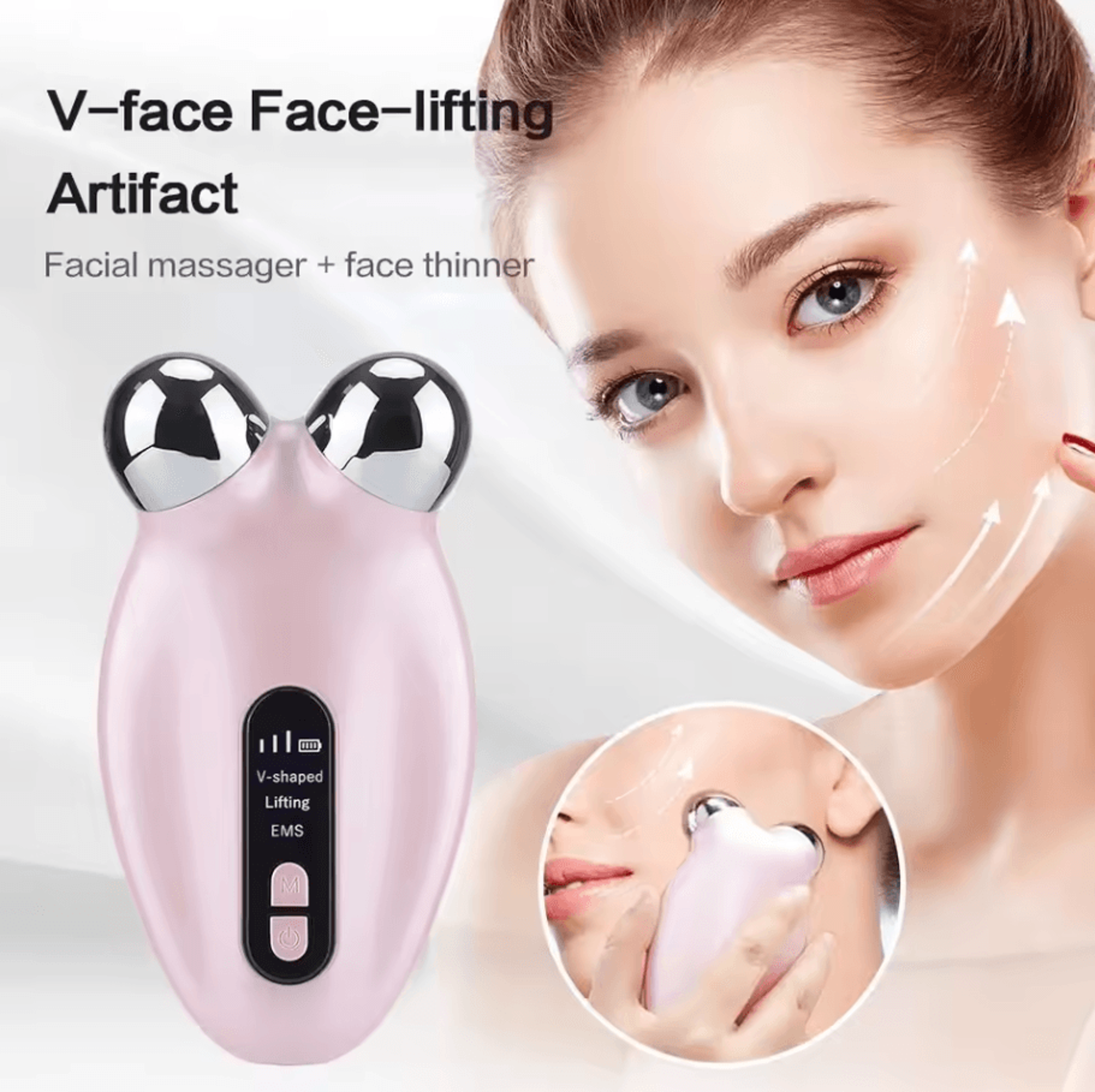 ems facial massager roller | microcurrent face lifting & v-face beauty device for skin rejuvenation