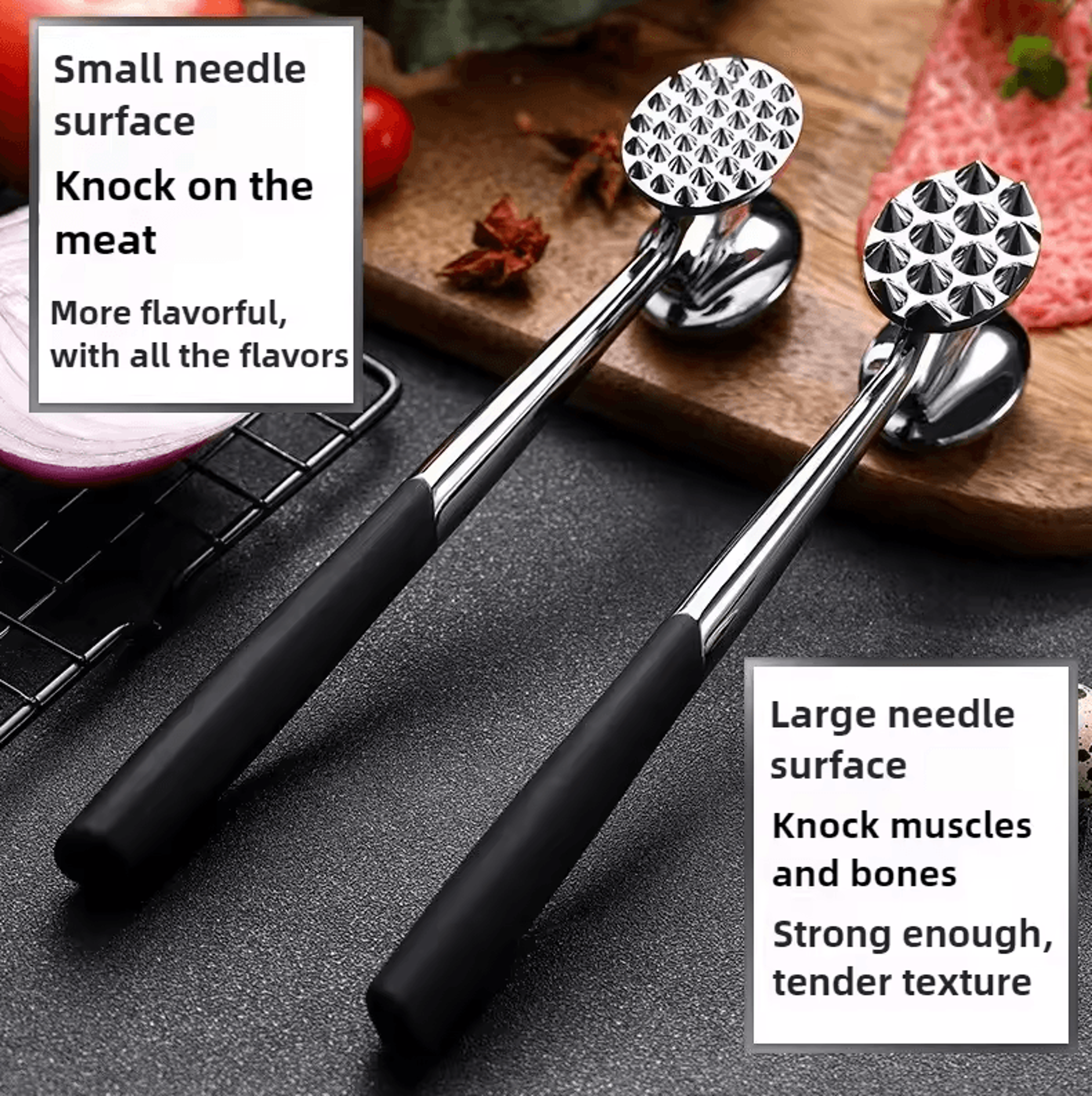 high-quality double-sided meat hammer tool | household meat tenderizer mallet for beef, pork & steak