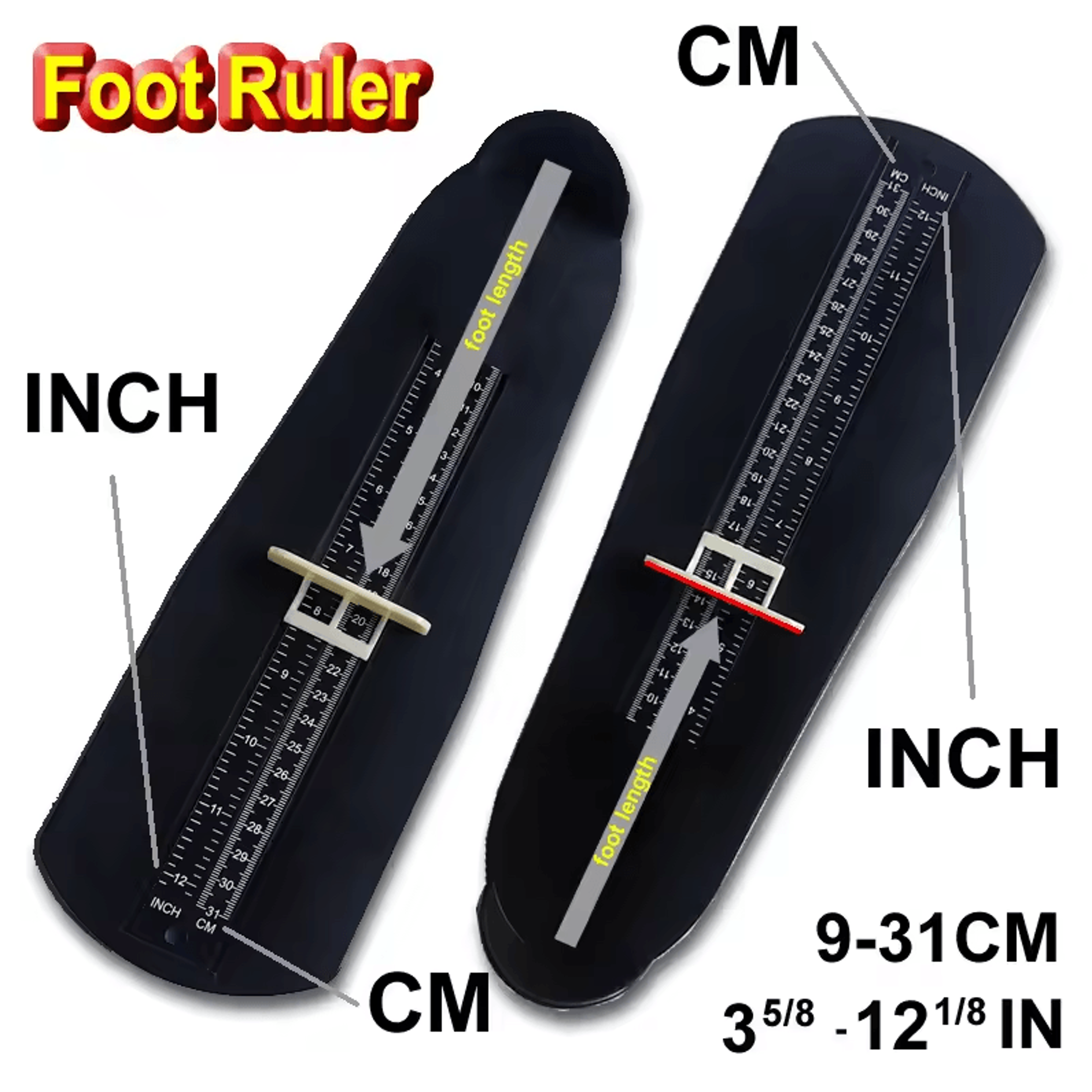 portable foot measuring device | shoe length ruler for kids & adults foot size measurement tool